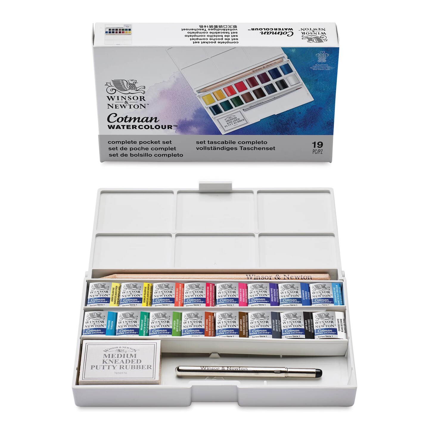 Winsor & Newton Cotman Watercolors - Complete Pocket Set of 16, Assorted Colors, Half Pans