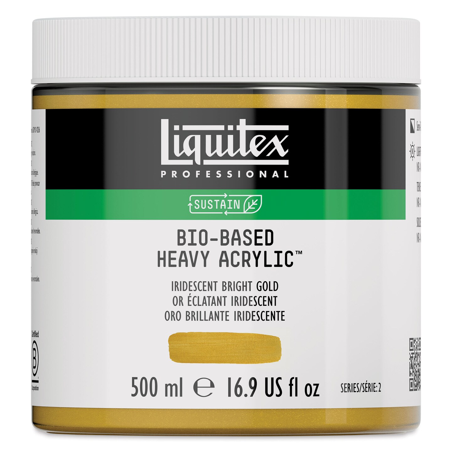 Liquitex Bio-Based Heavy Acrylic Paint - Iridescent Bright Gold, 500 ml