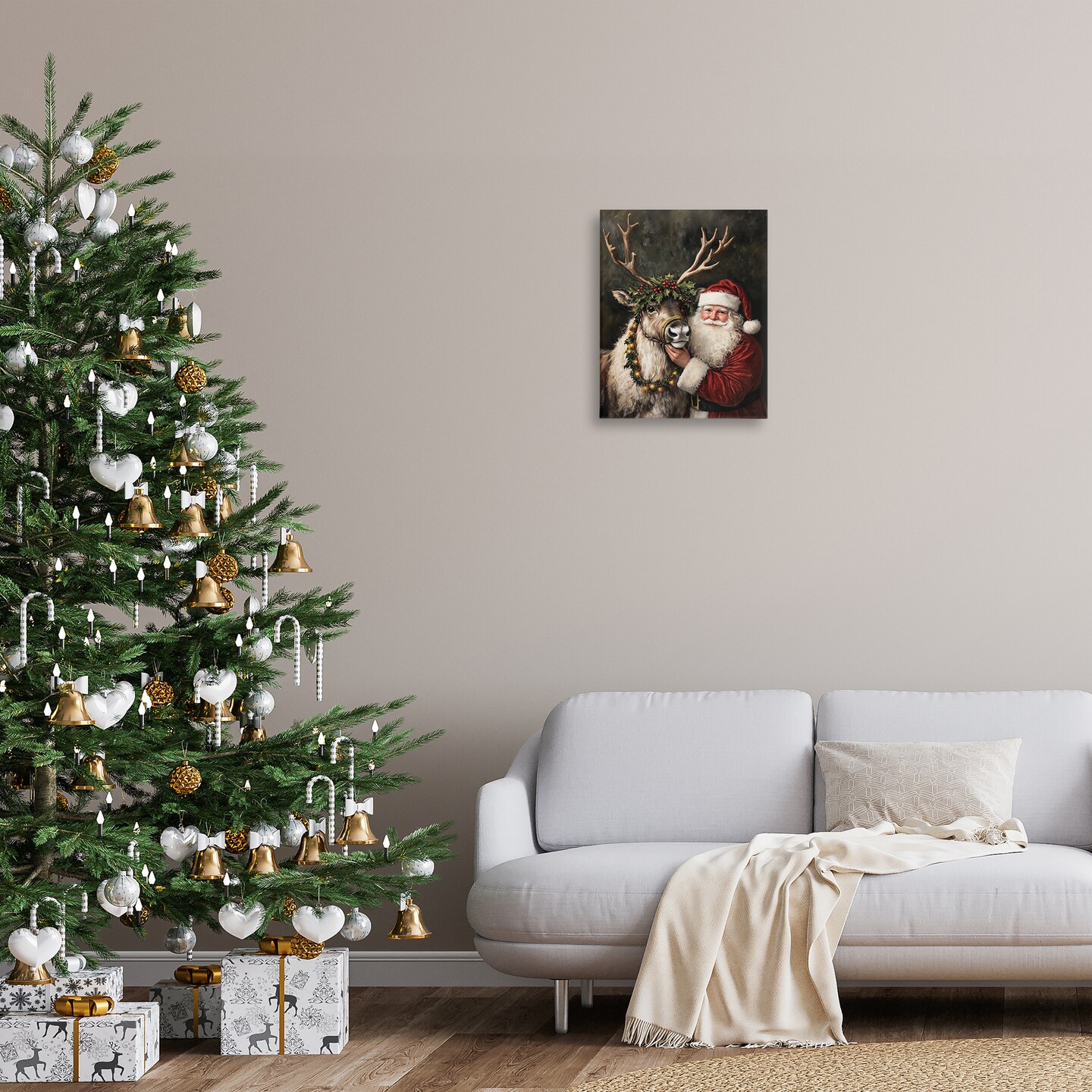 Stupell Industries Santa &#x26; Reindeer Portrait Canvas Design by Arlington Prints