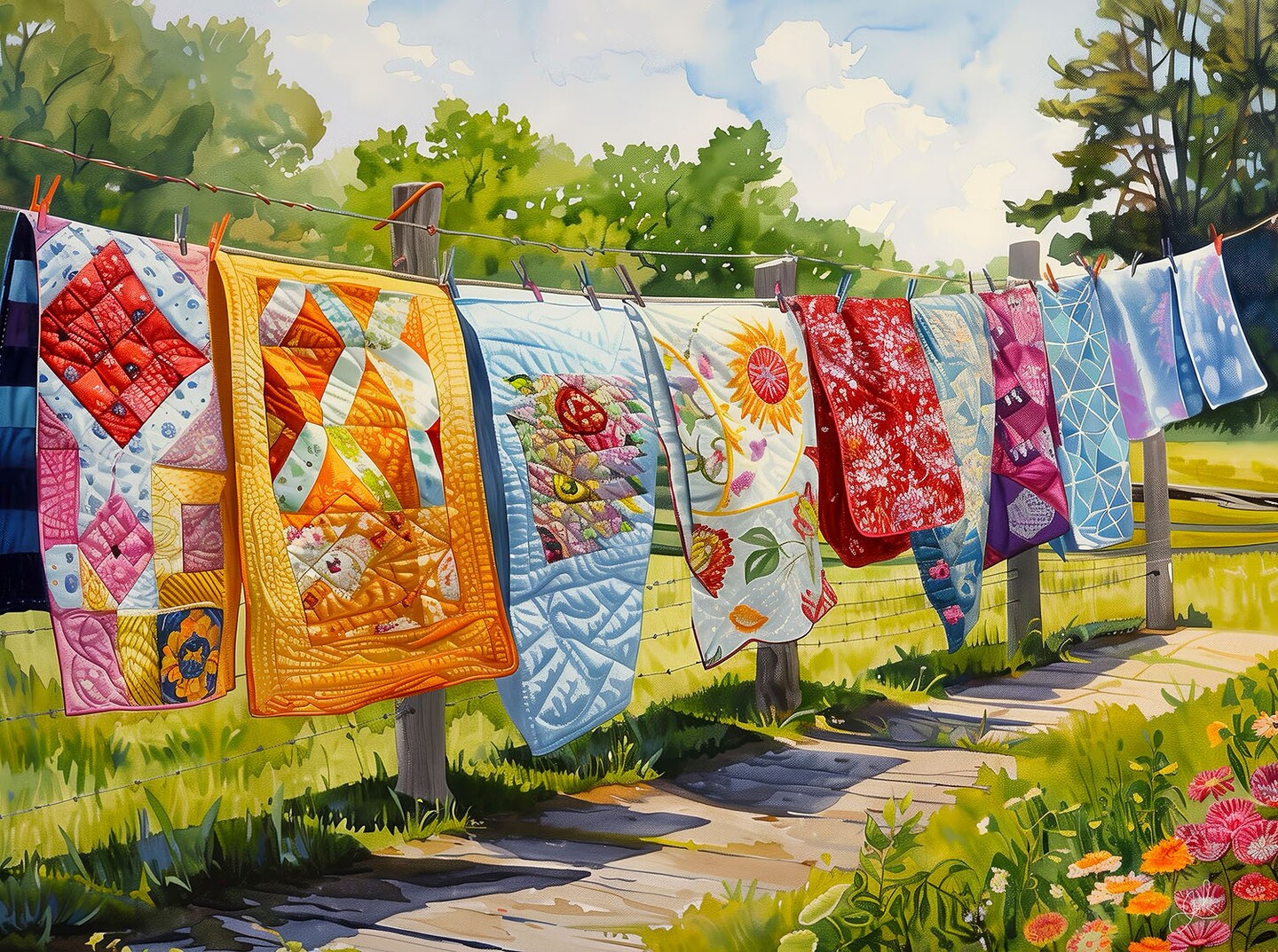 Sunsout Quilts on the Line 1000 pc   Jigsaw Puzzle 77112