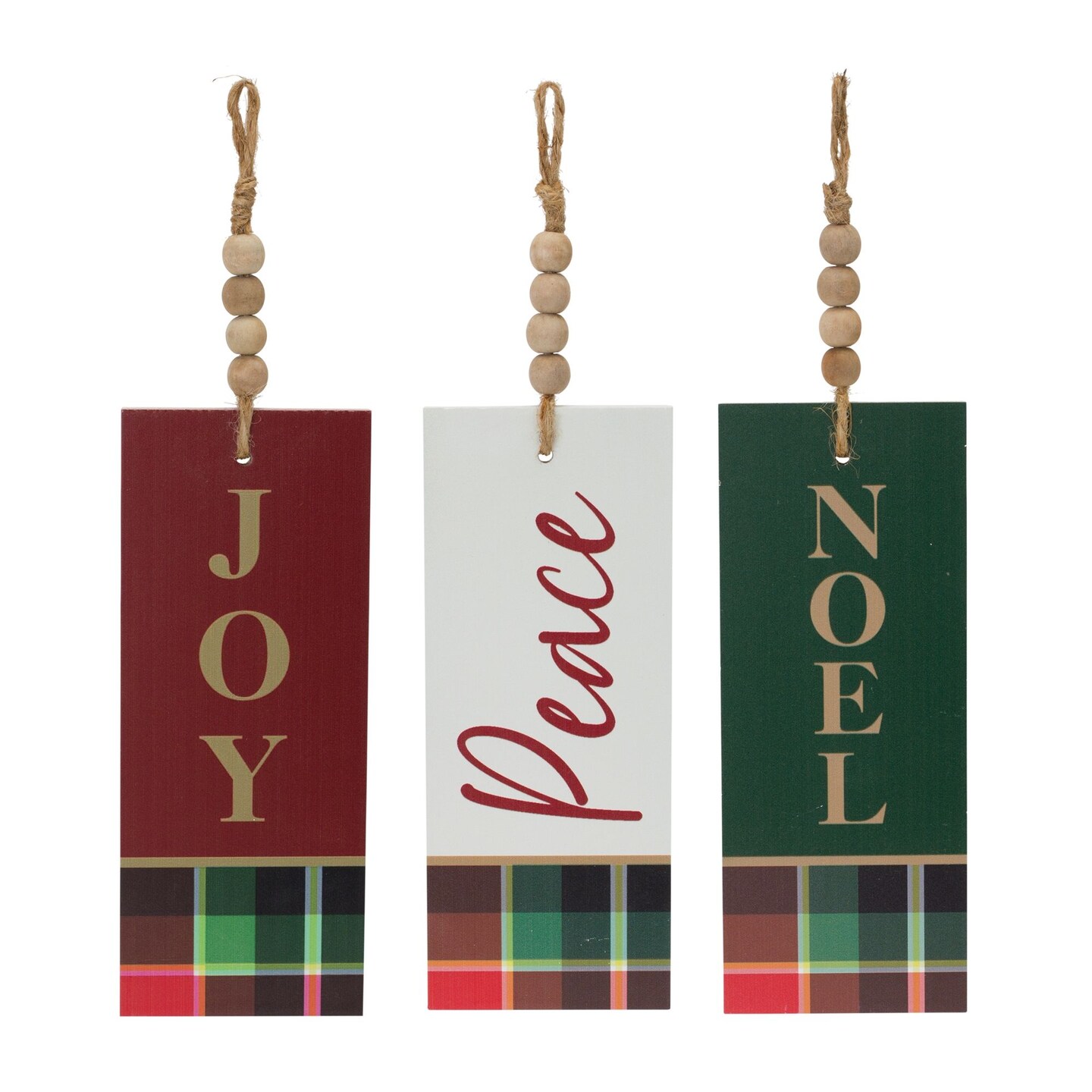 Melrose Wood Sentiment Tag Christmas Ornaments - 8&#x22; - Multicolor - 12ct