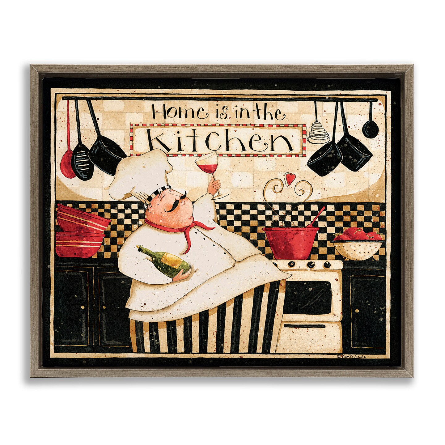 Stupell Industries Happy Chef Kitchen Phrase Framed Floater Canvas Wall Art