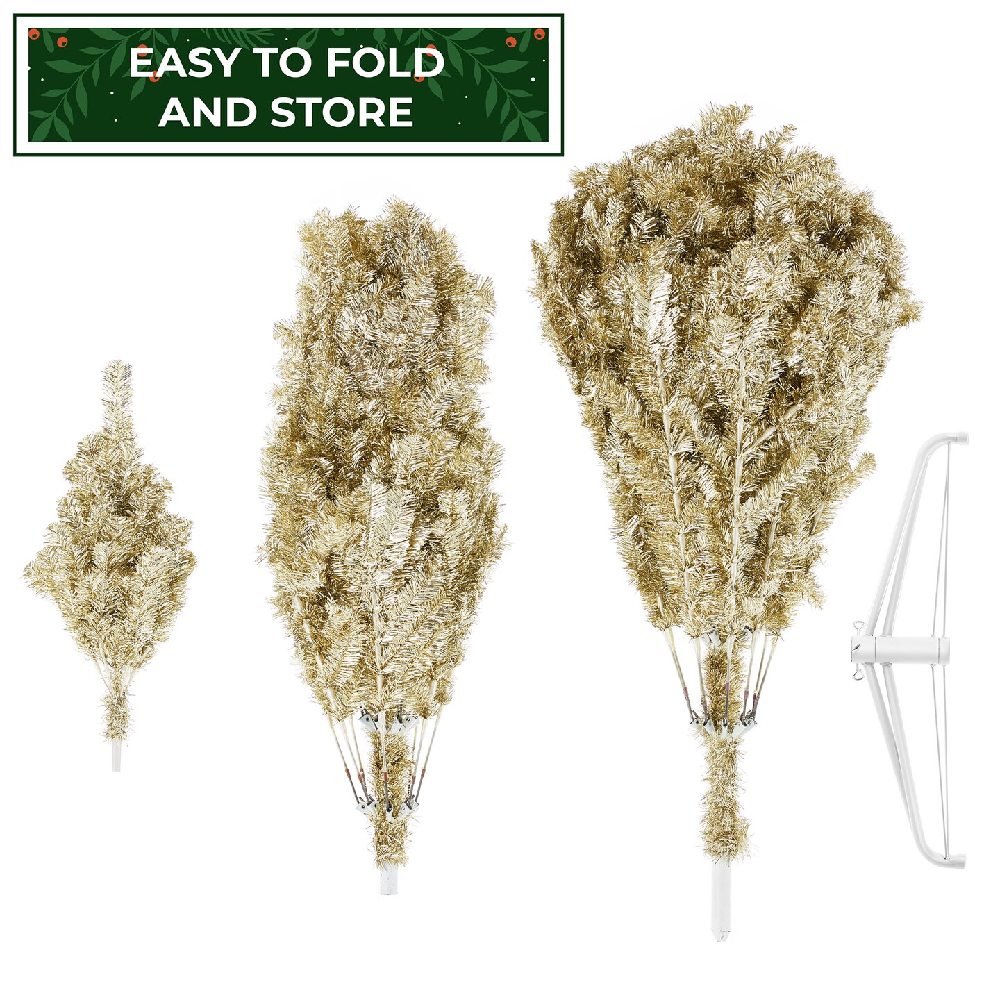 Casafield Spruce Artificial Holiday Christmas Tree&#xA0;with Sturdy Metal Stand