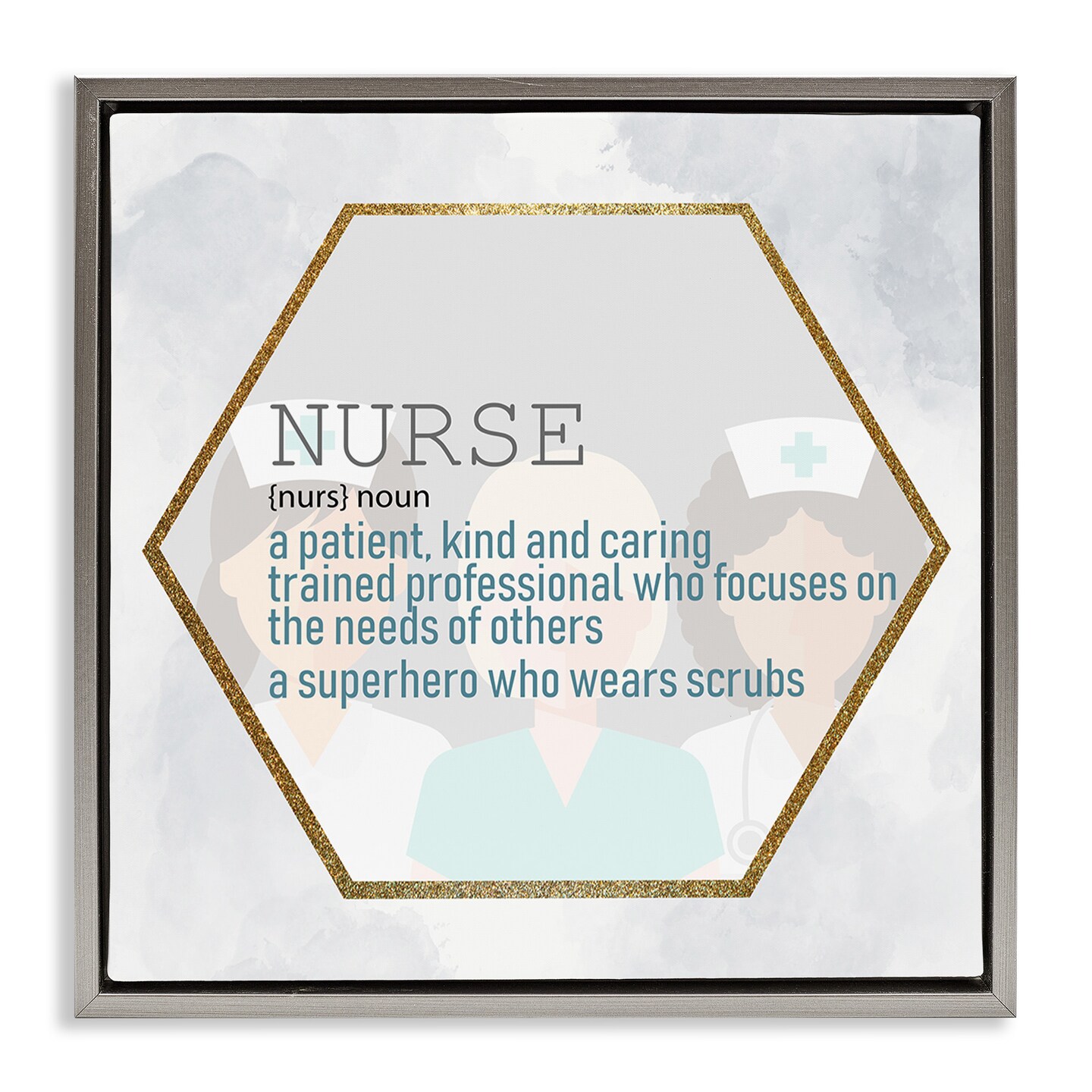 Stupell Industries Nurse Professional Definition Framed Floater Canvas Wall Art