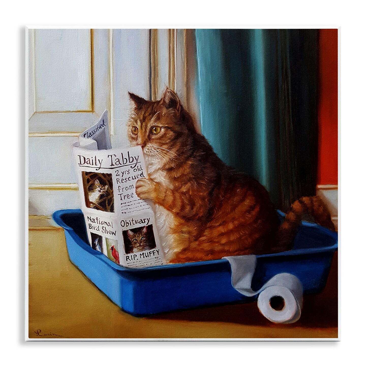 Stupell Industries Litter Box Reading Funny Cat Wall Plaque Art