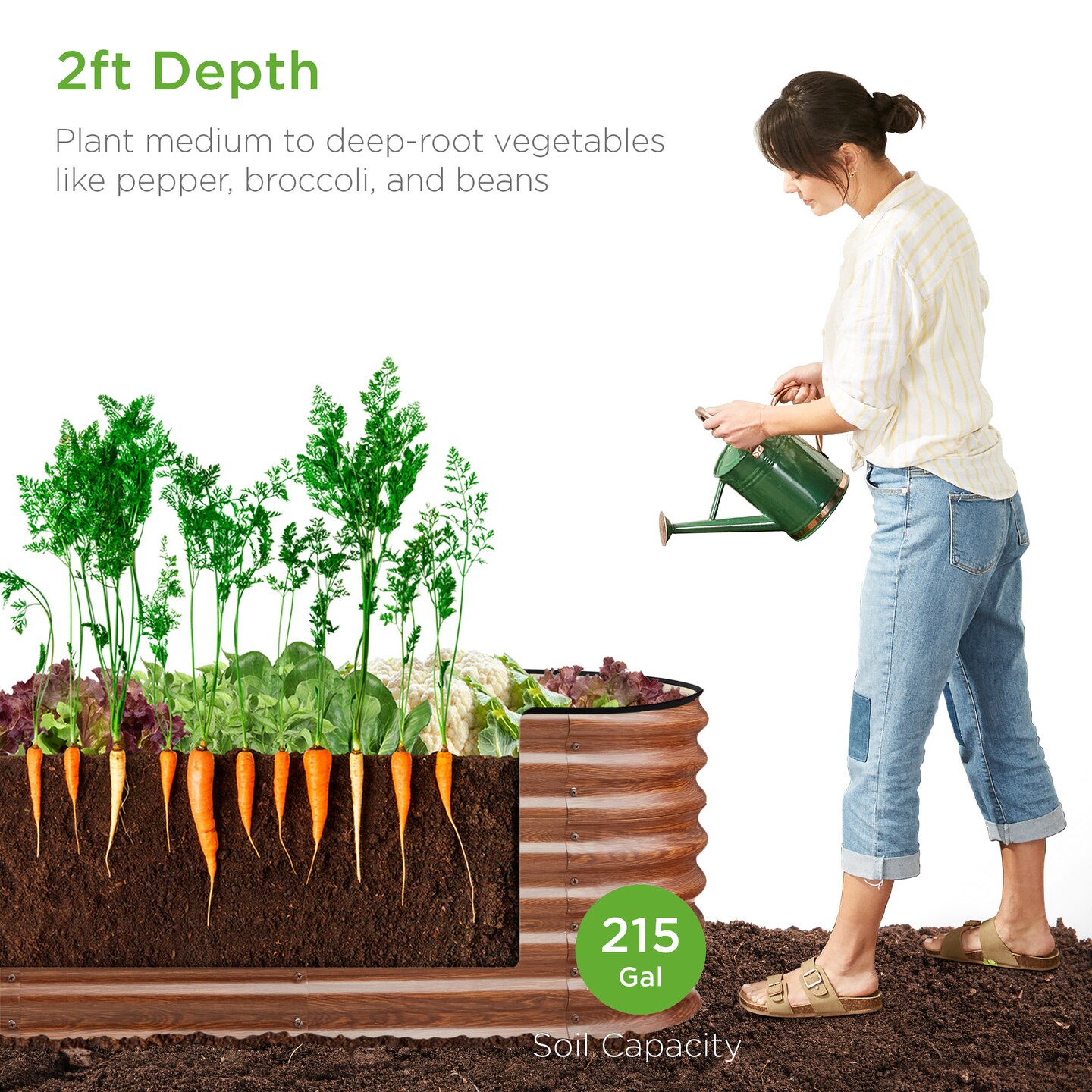 Best Choice Products 8x2x2ft Metal Raised Garden Bed, Oval Outdoor Planter Box w/ 4 Support Bars
