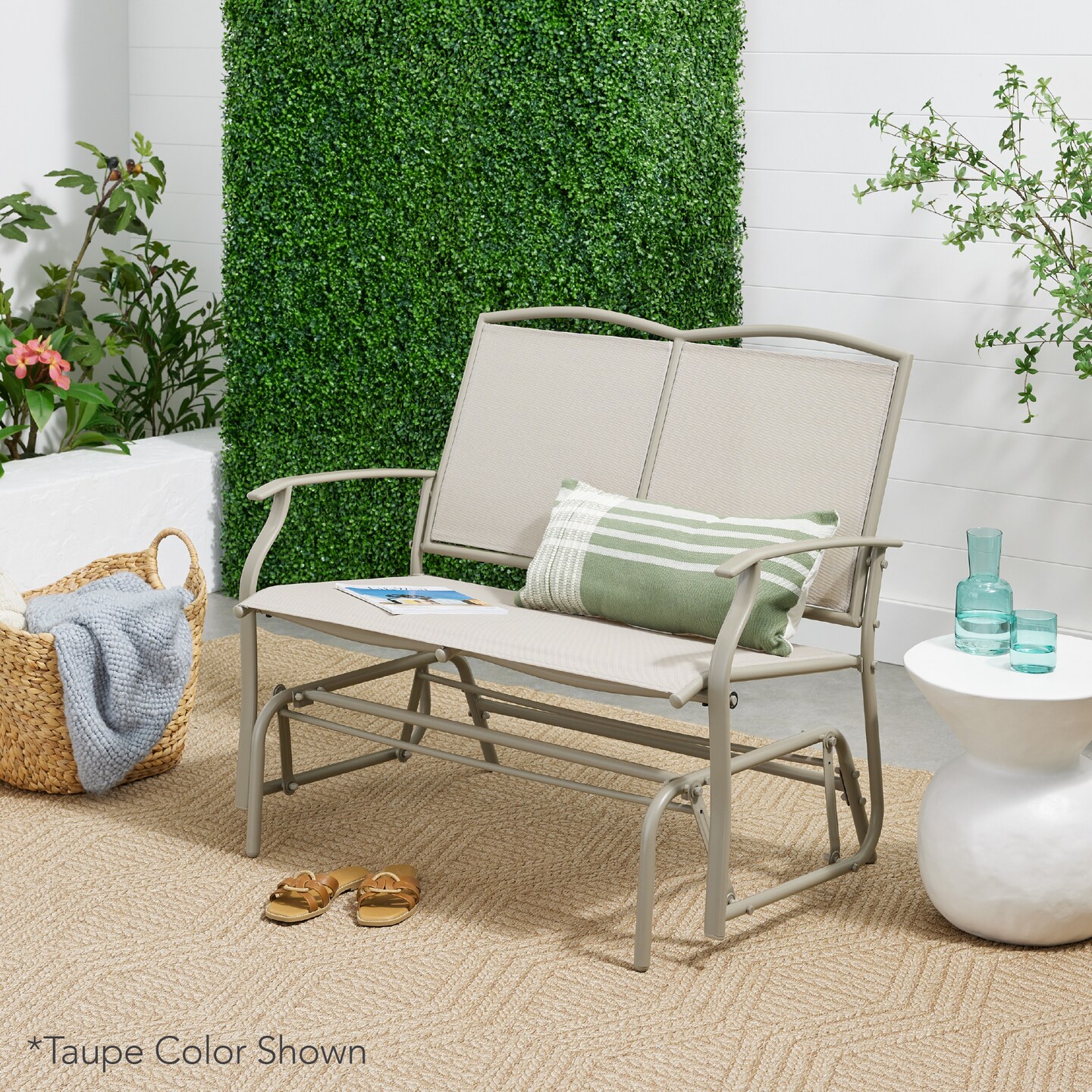 Best Choice Products 2-Person Outdoor Swing Glider, Steel Patio Loveseat, Bench Rocker w/ Armrests