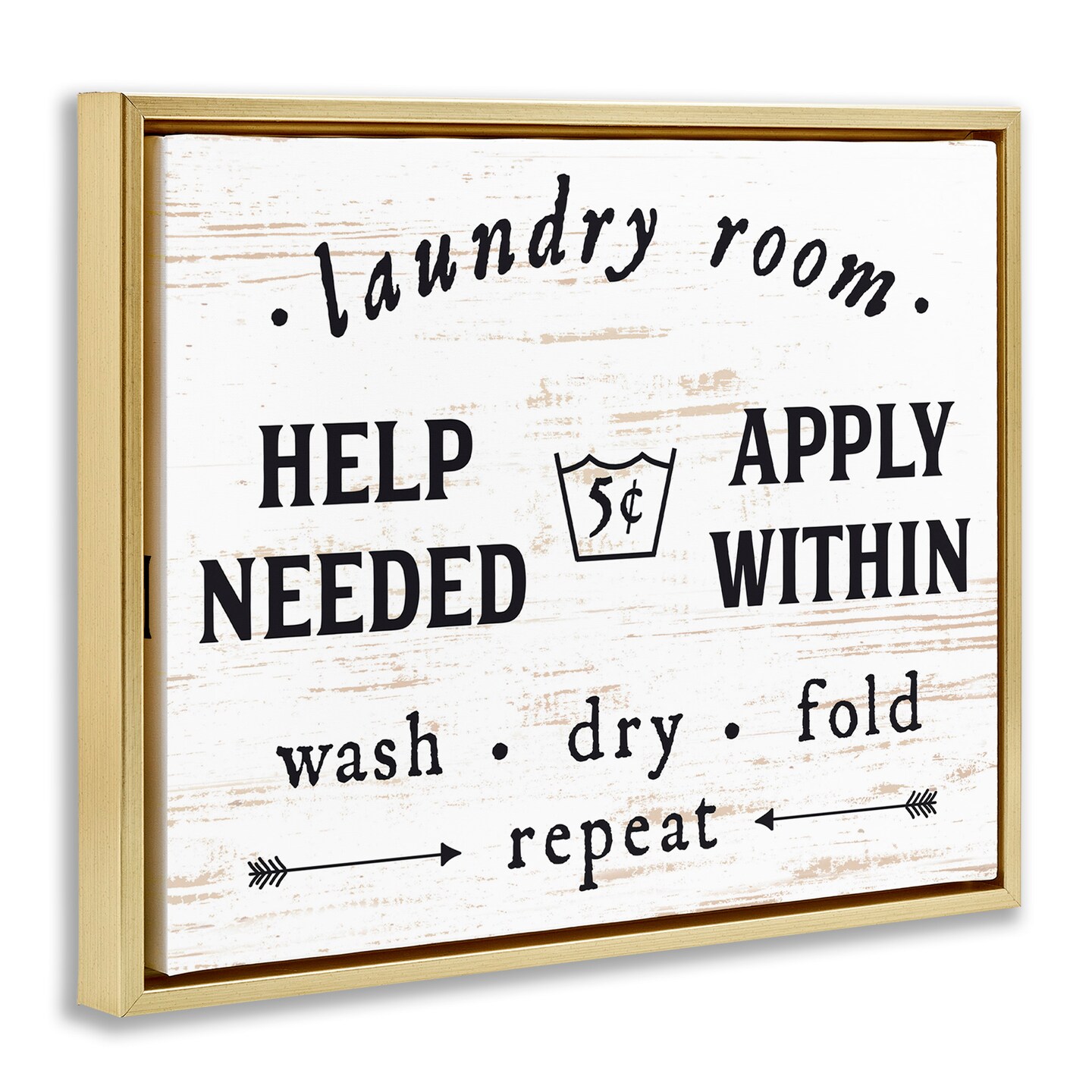 Stupell Industries Laundry Room Help Needed Framed Floater Canvas Wall Art