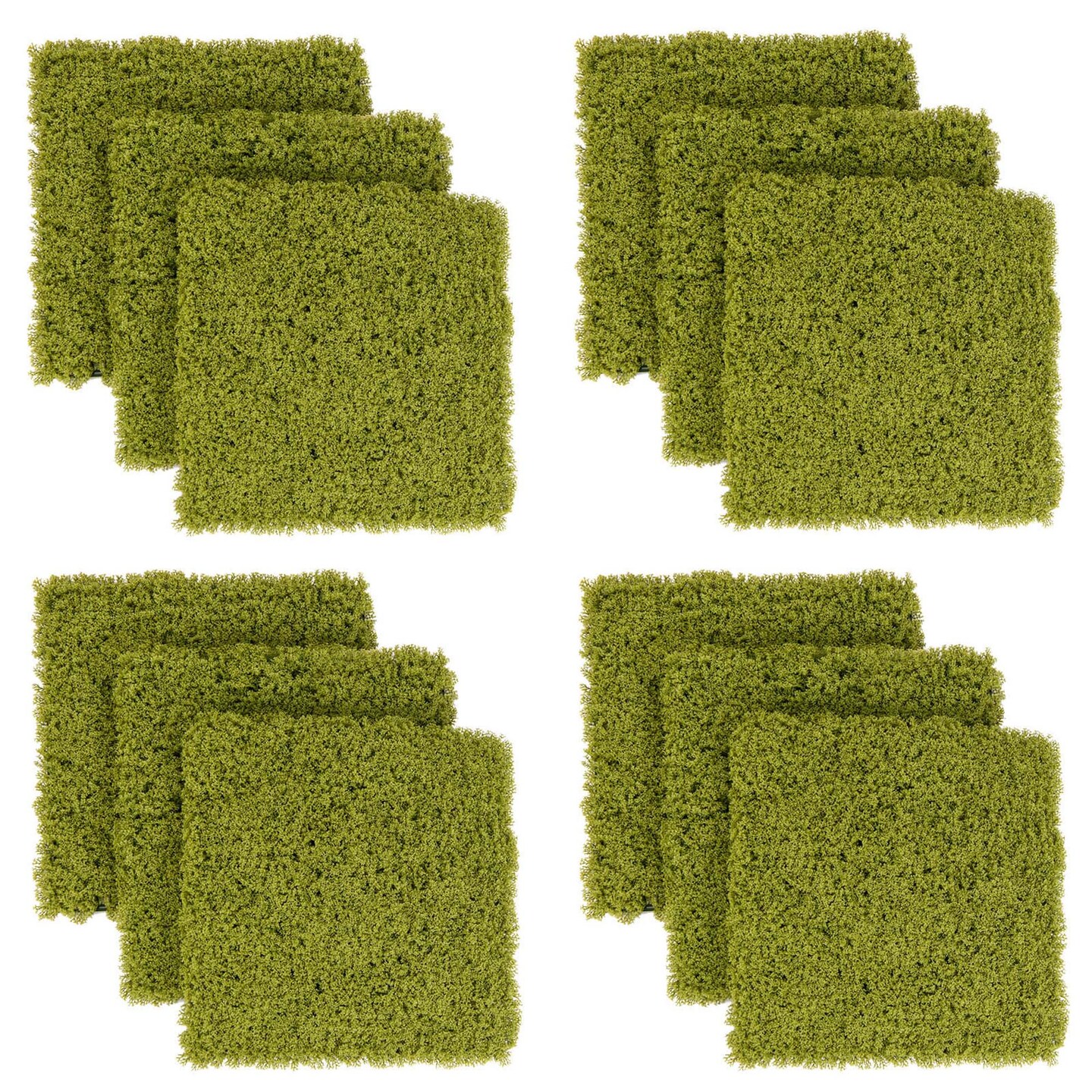 Costway 12 PCS Faux Green Moss Panels withInsertable Branches Stable X-shaped structure Ligth Green/Dark Green