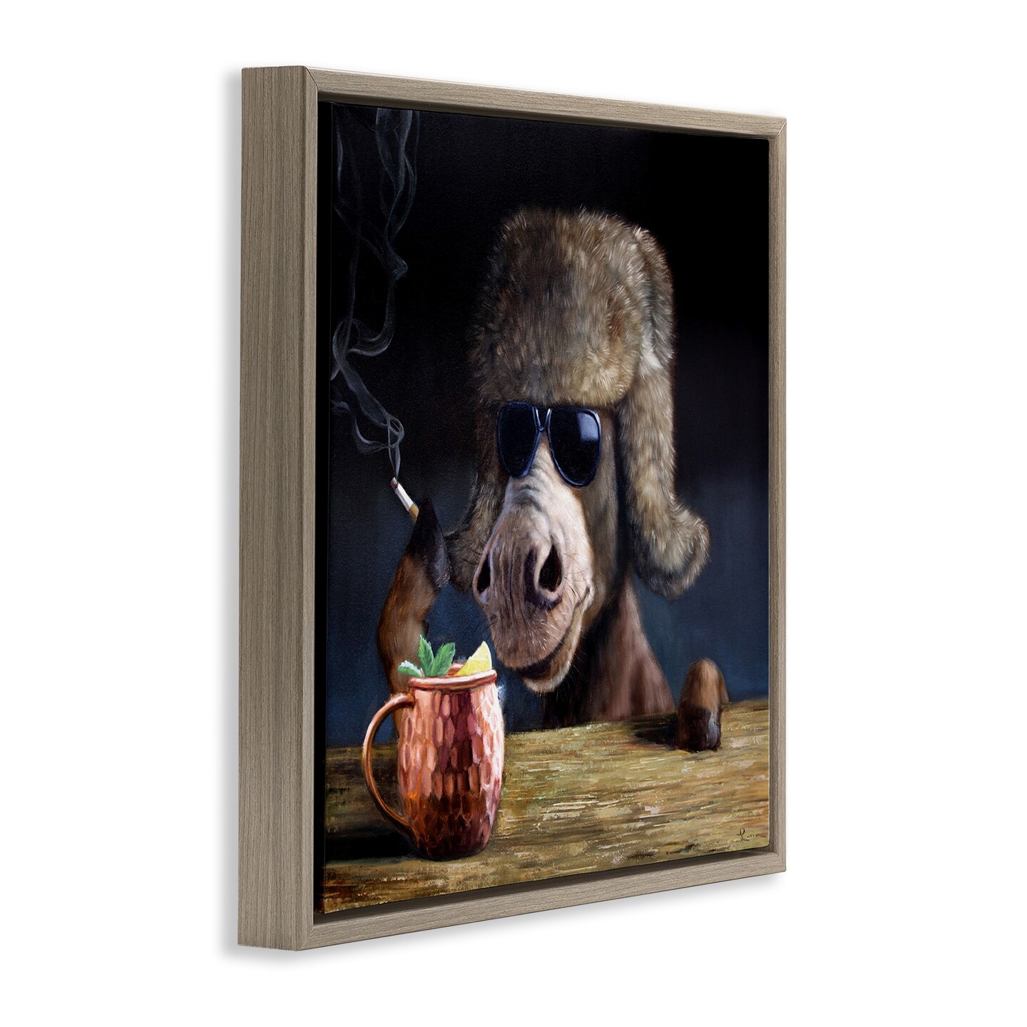 Stupell Industries Moscow Mule Funny Animal Framed Floater Canvas Wall Art
