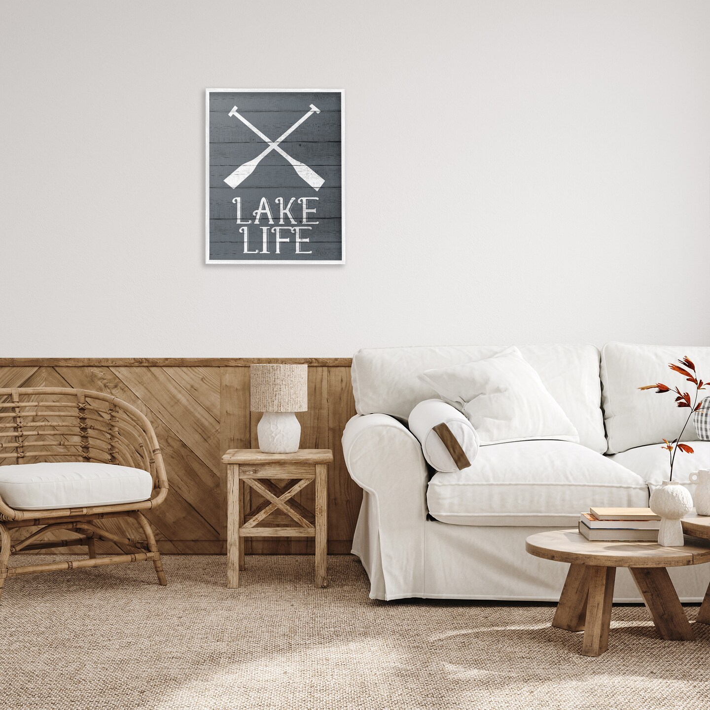 Stupell Industries Nautical Blue Lake Life Phrase Framed Giclee Art