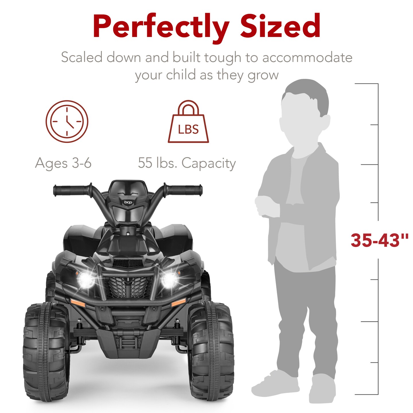 Best Choice Products 12V Kids Ride-On ATV Quad w/ Bluetooth, 2.4mph Max, Treaded Tires, LED Lights, Radio