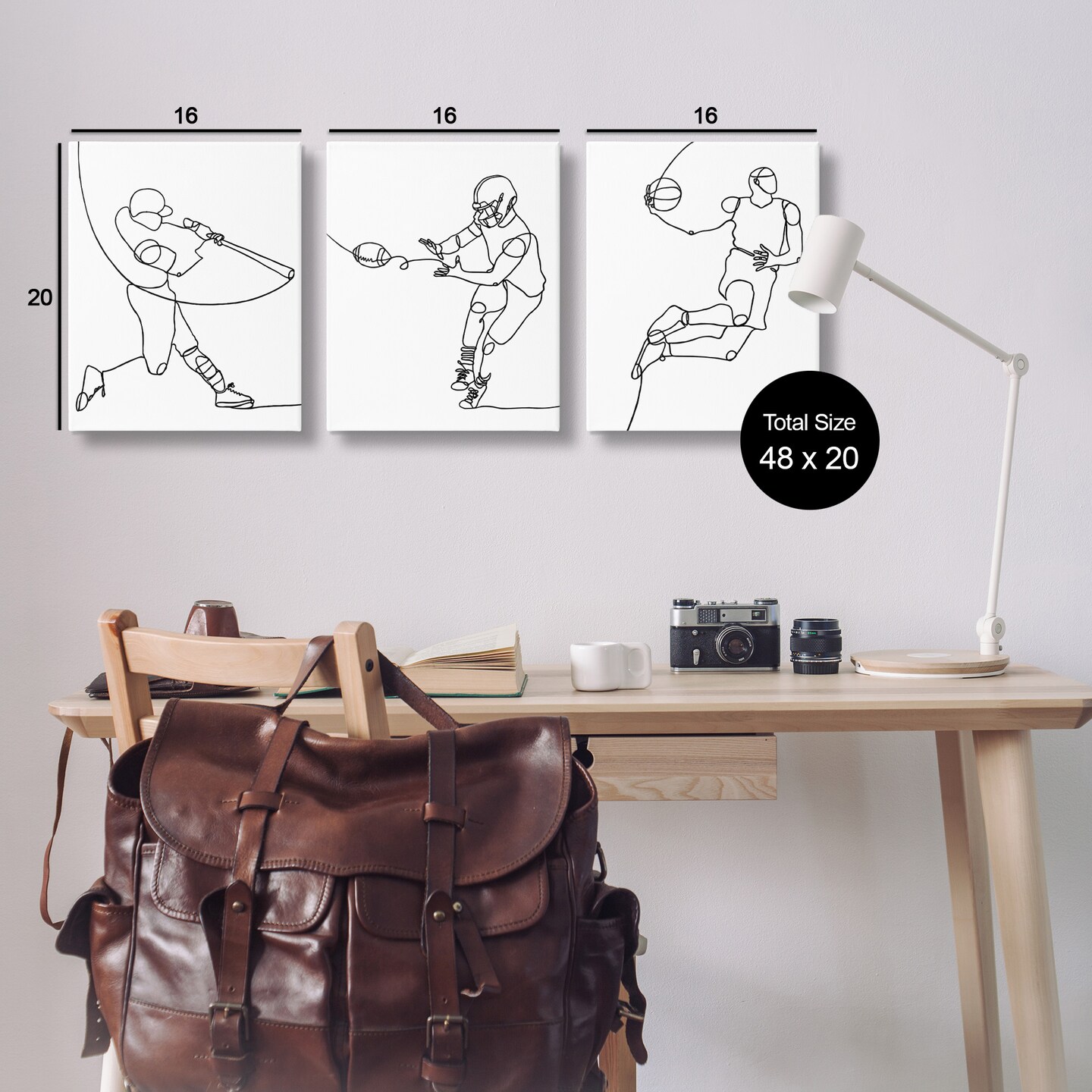Stupell Industries Simple Line Doodle Playing Sports Canvas Wall Art