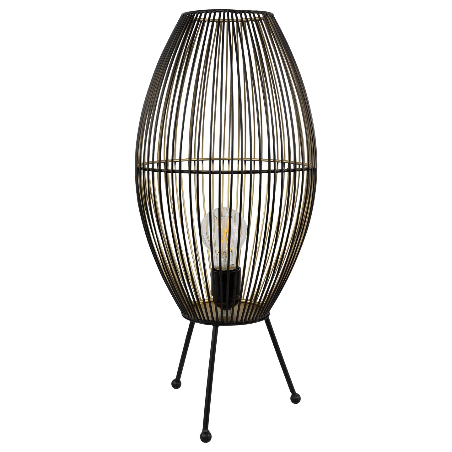 Northlight Oval Cage-Style Iron Table Lamp - 20" - Black and Gold