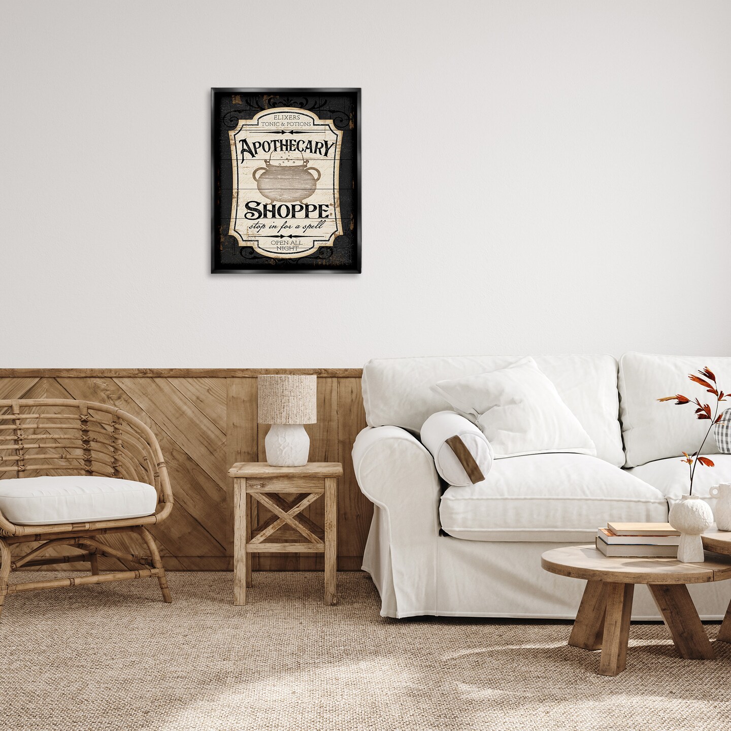Stupell Industries Apothecary Shoppe Spooky Sign Framed Floater Canvas Wall Art