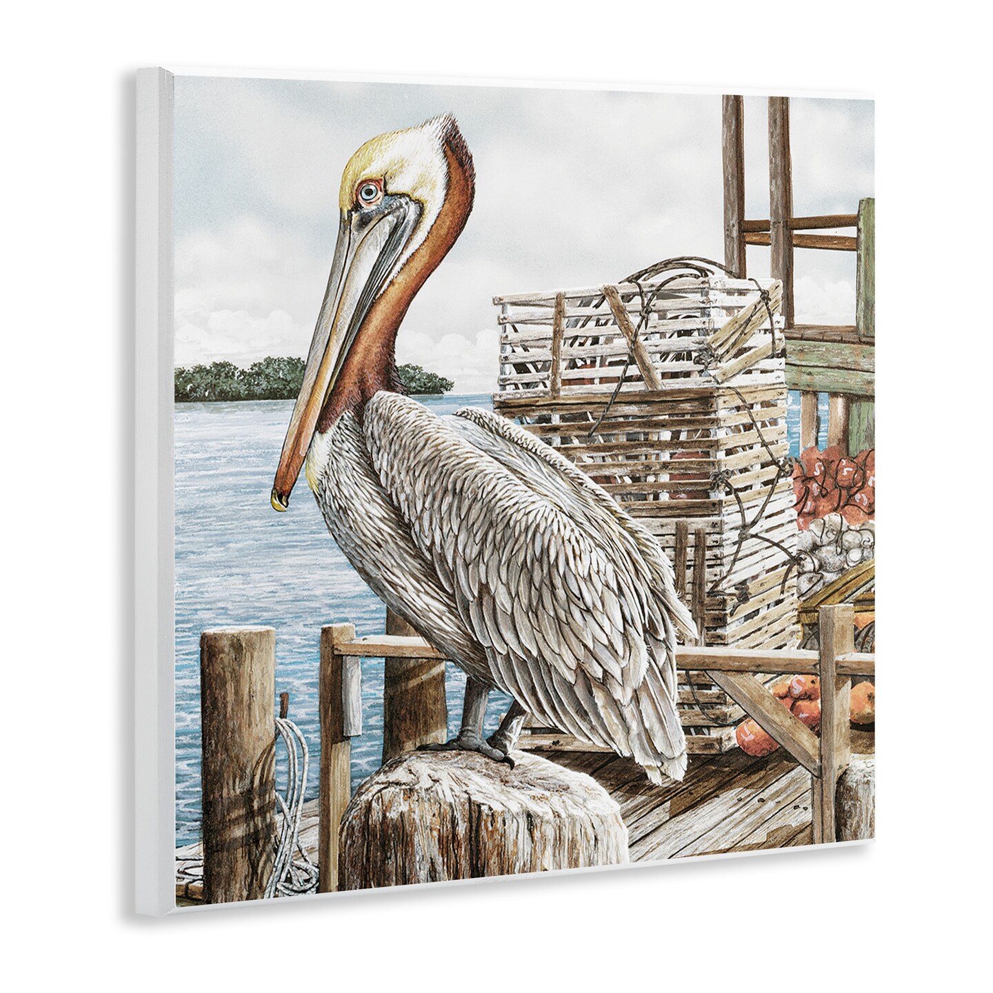 Stupell Industries Pelican Perched on Fishing Dock Wall Plaque Art