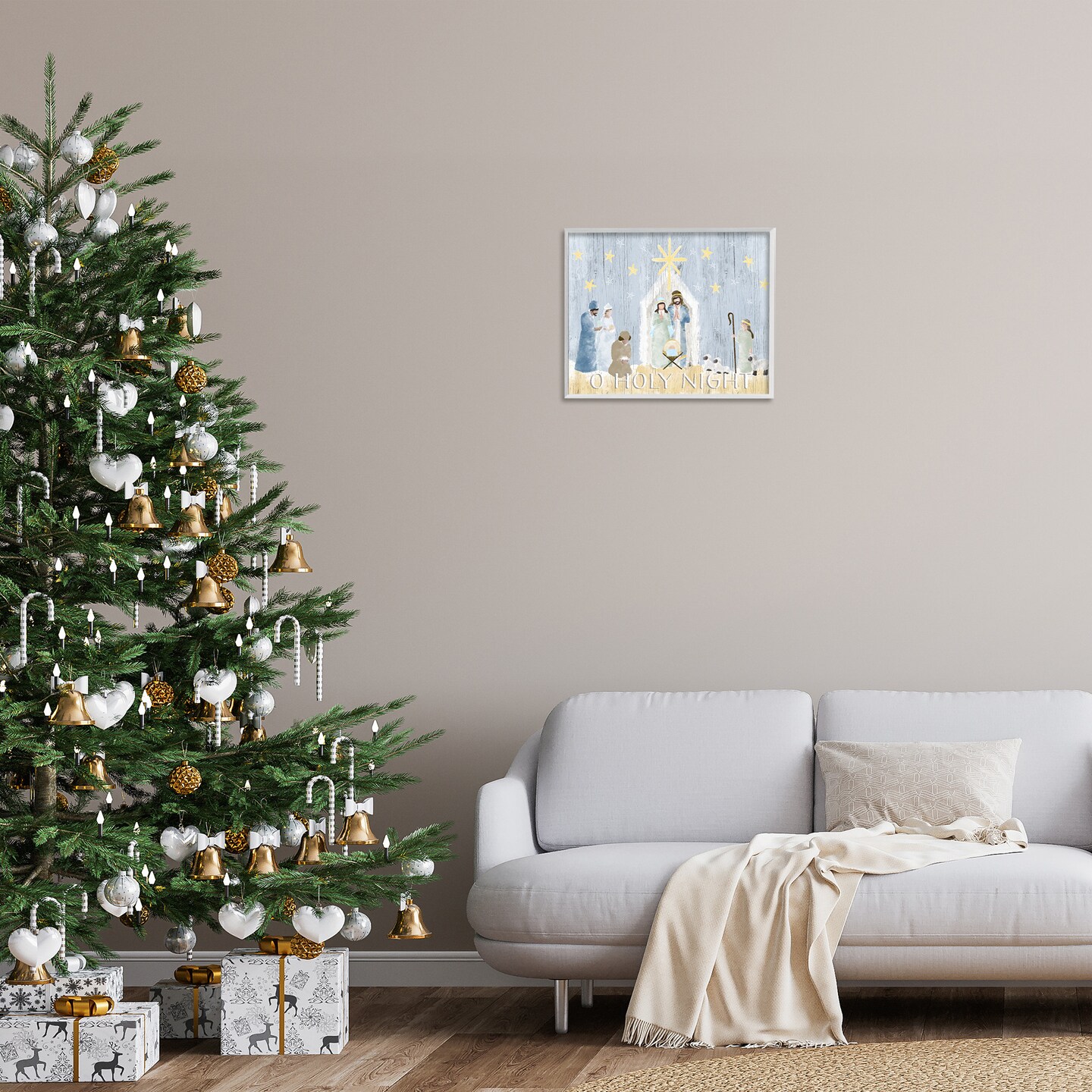 Stupell Industries Nativity Barn Stable Scene Framed Giclee Art