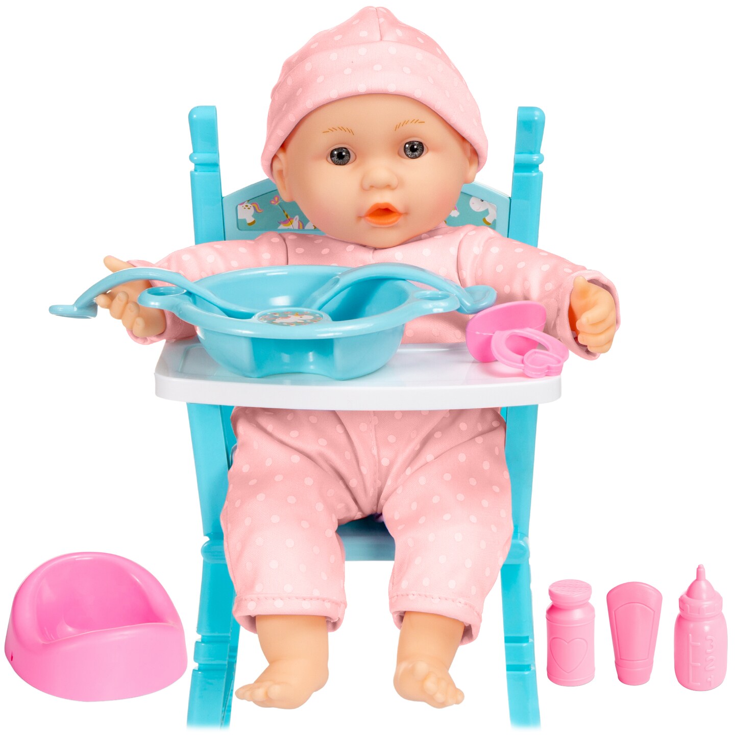 Best Choice Products 12.5in Realistic Baby Doll with Soft Body Highchair Potty Pacifier Bottle 9 Accessories Michaels