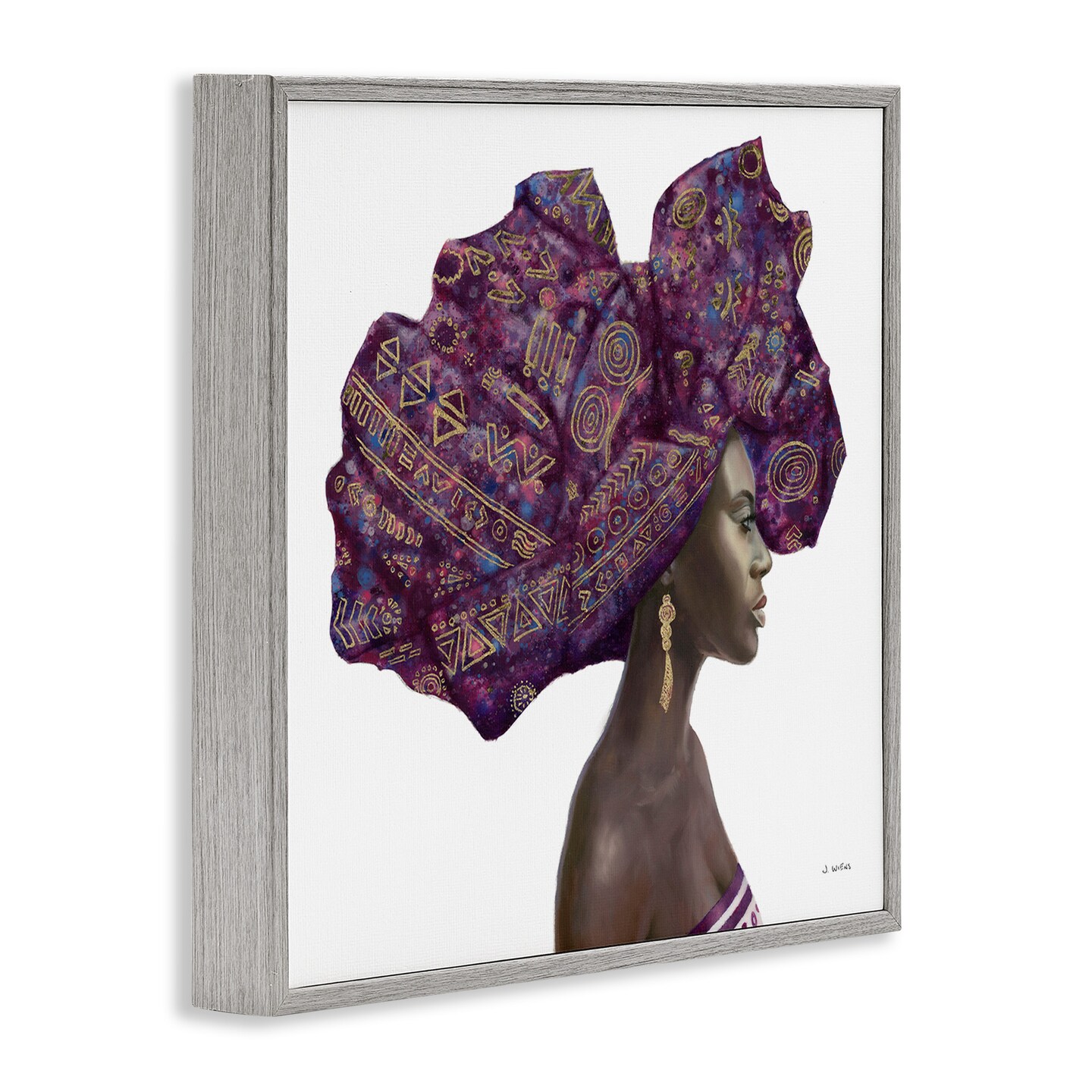 Stupell Industries Strong Female Portrait Headwrap Culture Framed Giclee Art