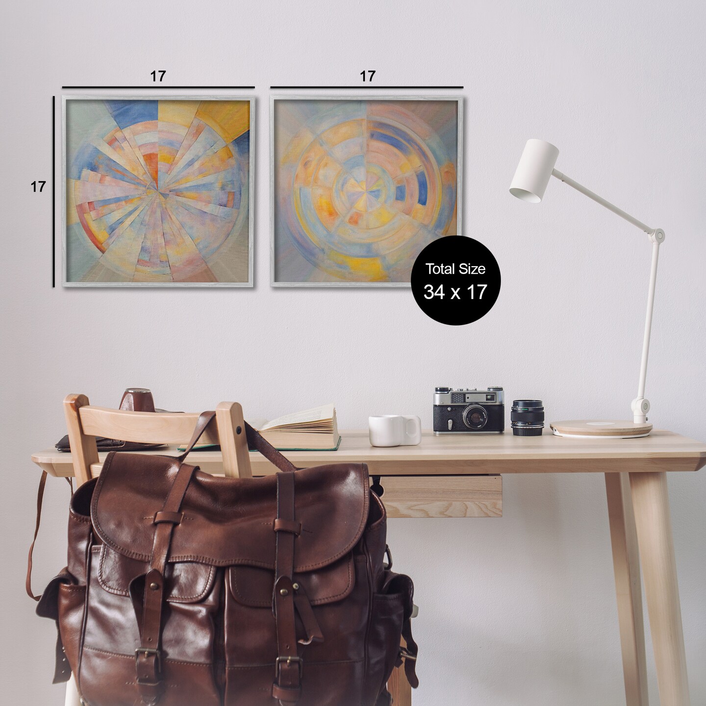 Stupell Industries Centric Circle Geometrics 2 pc Framed Giclee Wall Art Set Design by Noah Bay