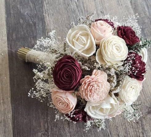 Wine Red and Blush Sola Wood Flower Bouquet | MakerPlace by Michaels