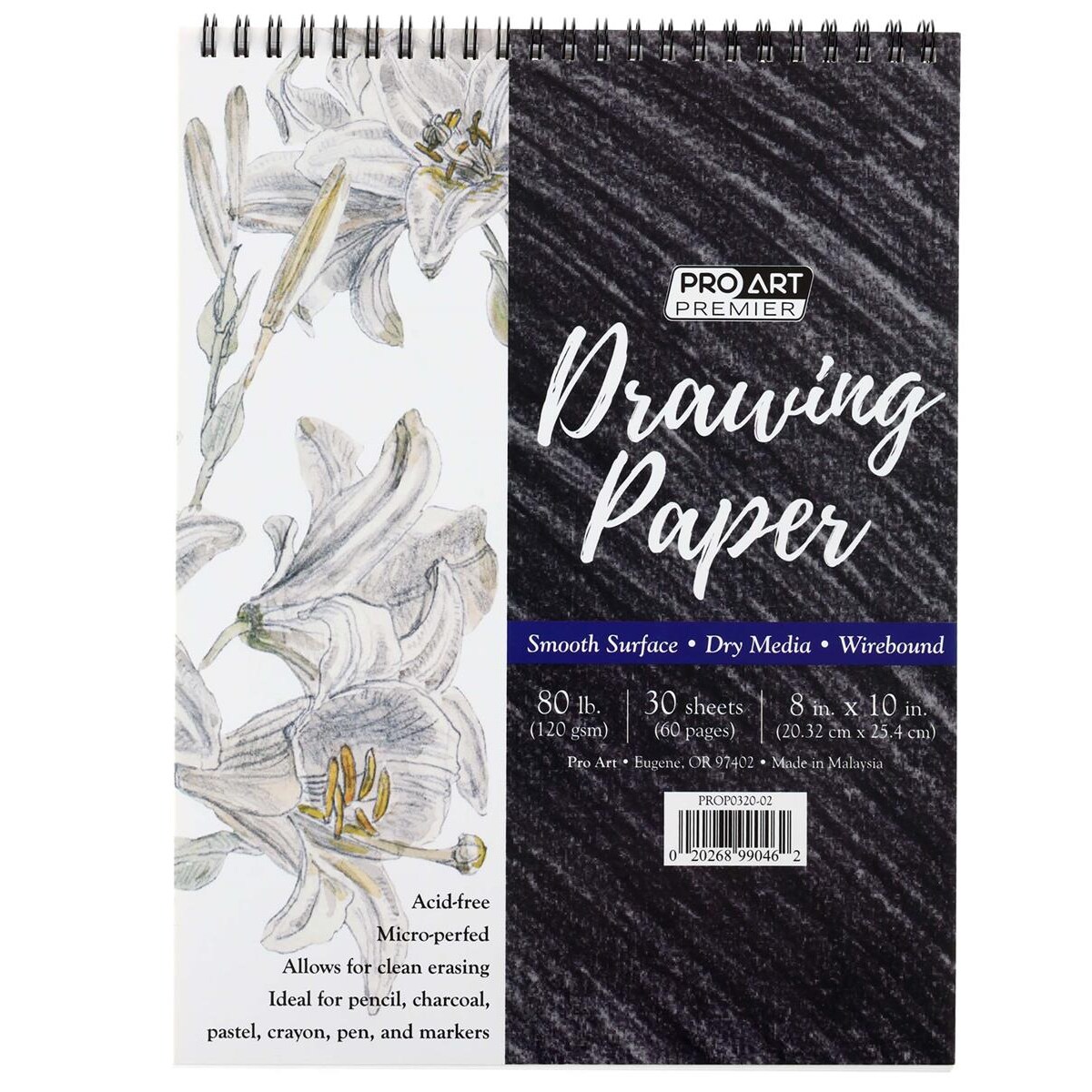 Pro Art Premium Drawing Paper Pad 8"x10" 30 sheets, 80#, Wire, Sketch Book, Sketchbook, Drawing Pad, Sketch Pad, Paper, Art Book, Paper, Sketchbook for