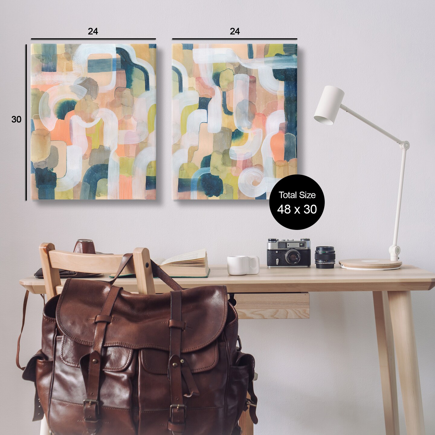 Stupell Industries Curved Retro Abstraction 2pc Canvas Wall Art Set Design by Grace Popp