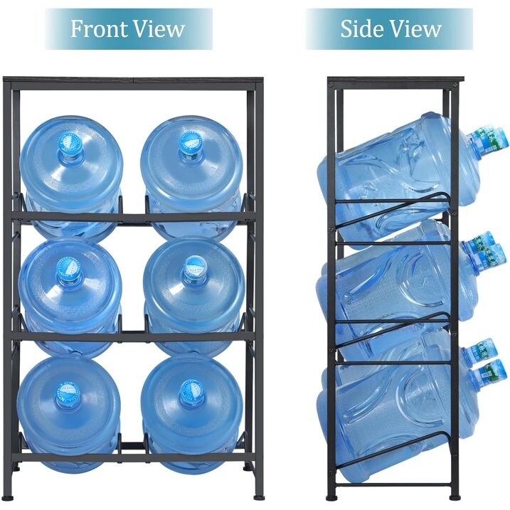 3-Tier Heavy Duty Water Jug Rack – 5-Gallon Water Bottle Storage Shelf