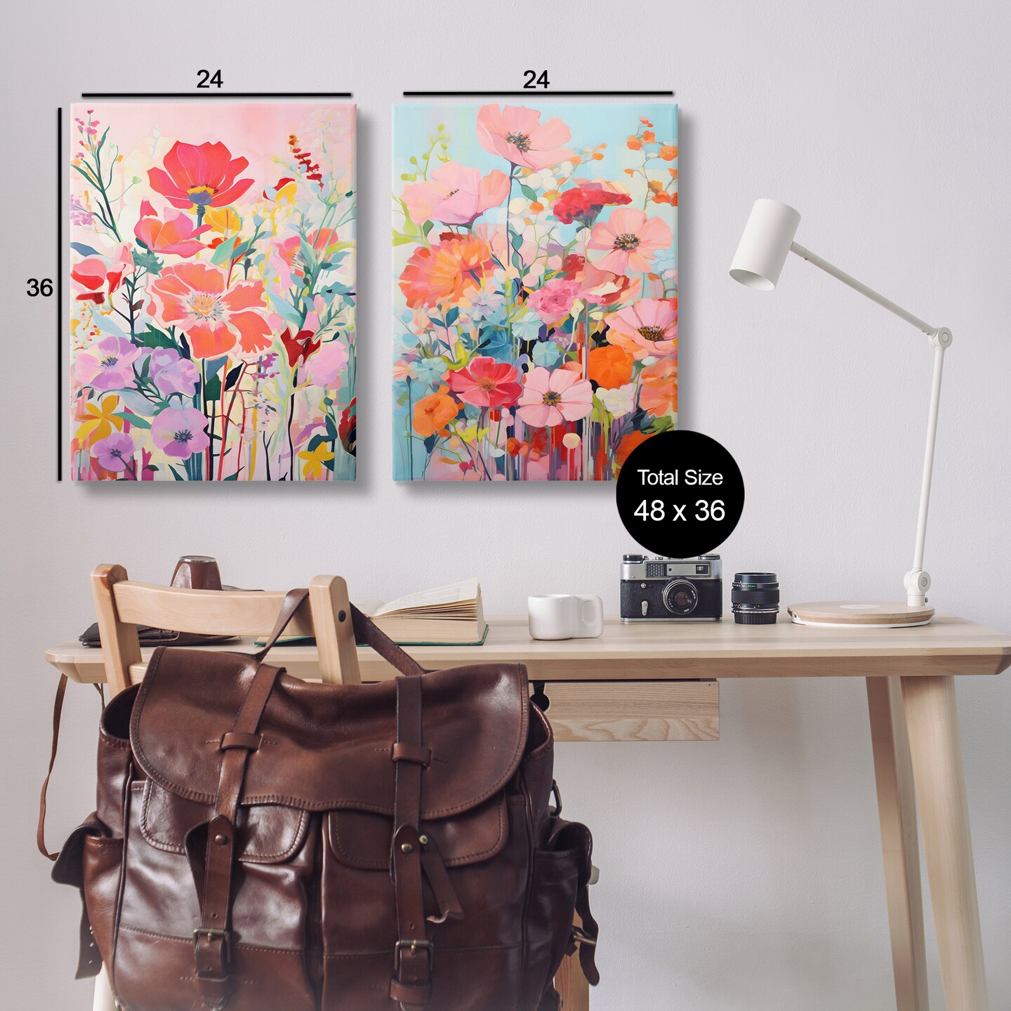 Stupell Industries Bright Contemporary Flowers 2pc Canvas Wall Art Set Design by LSR Design Studio