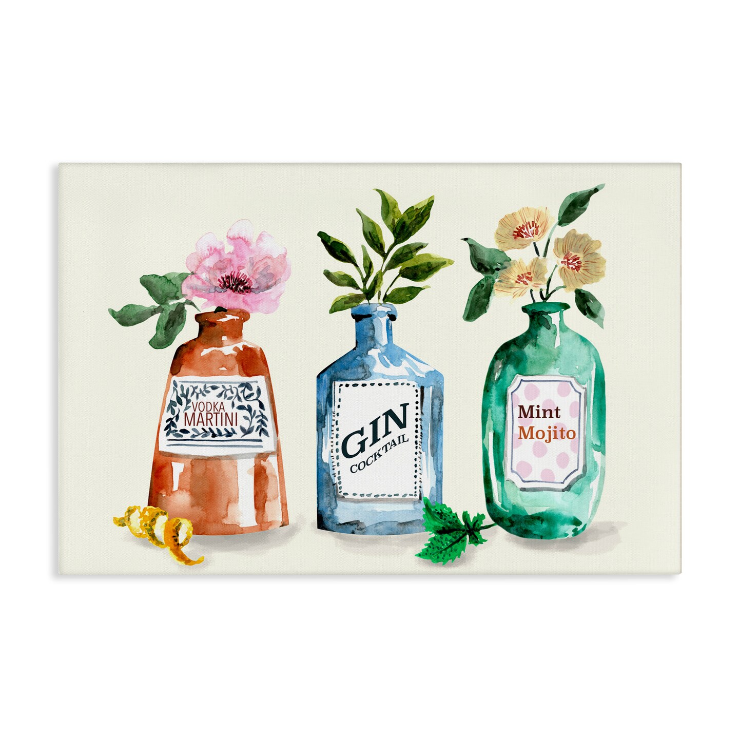 Stupell Industries Floral Alcohol Bottles Canvas Wall Art Design by Kate Eldridge