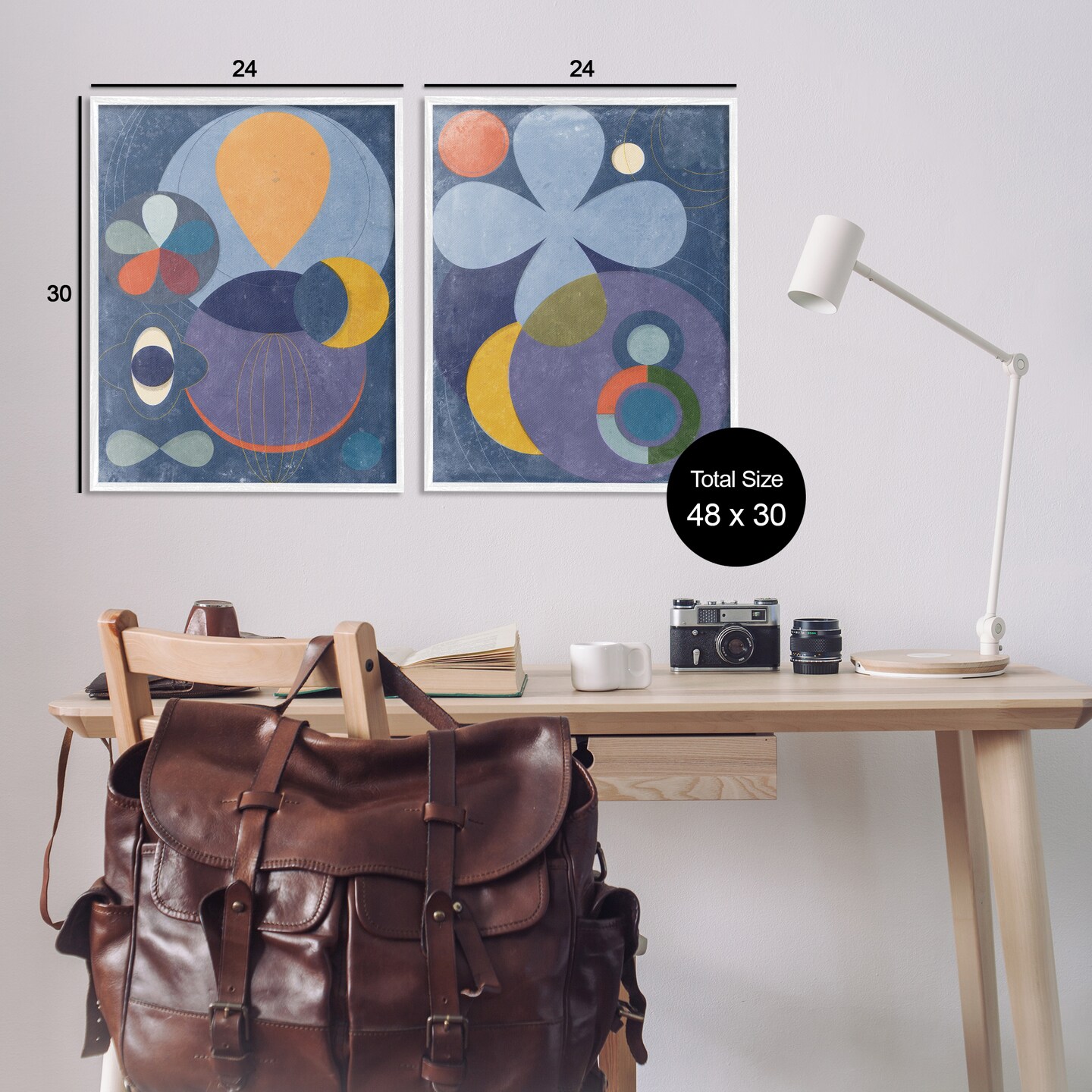 Stupell Industries Retro Mixed Shapes 2pc Framed Giclee Wall Art Set Design by Victoria Barnes