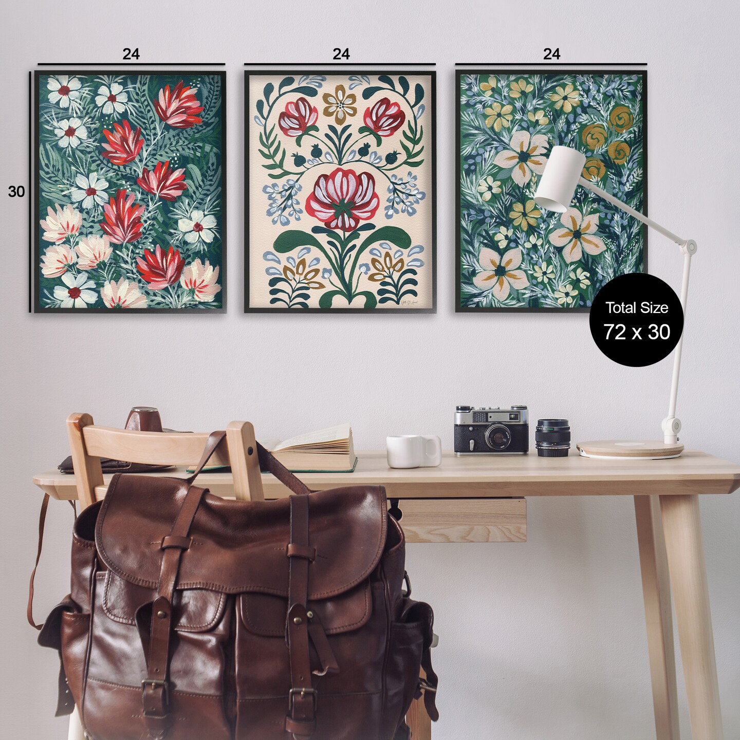 Stupell Industries Boho Folksy Florals 3pc Framed Giclee Wall Art Set Design by Yvette St. Amant