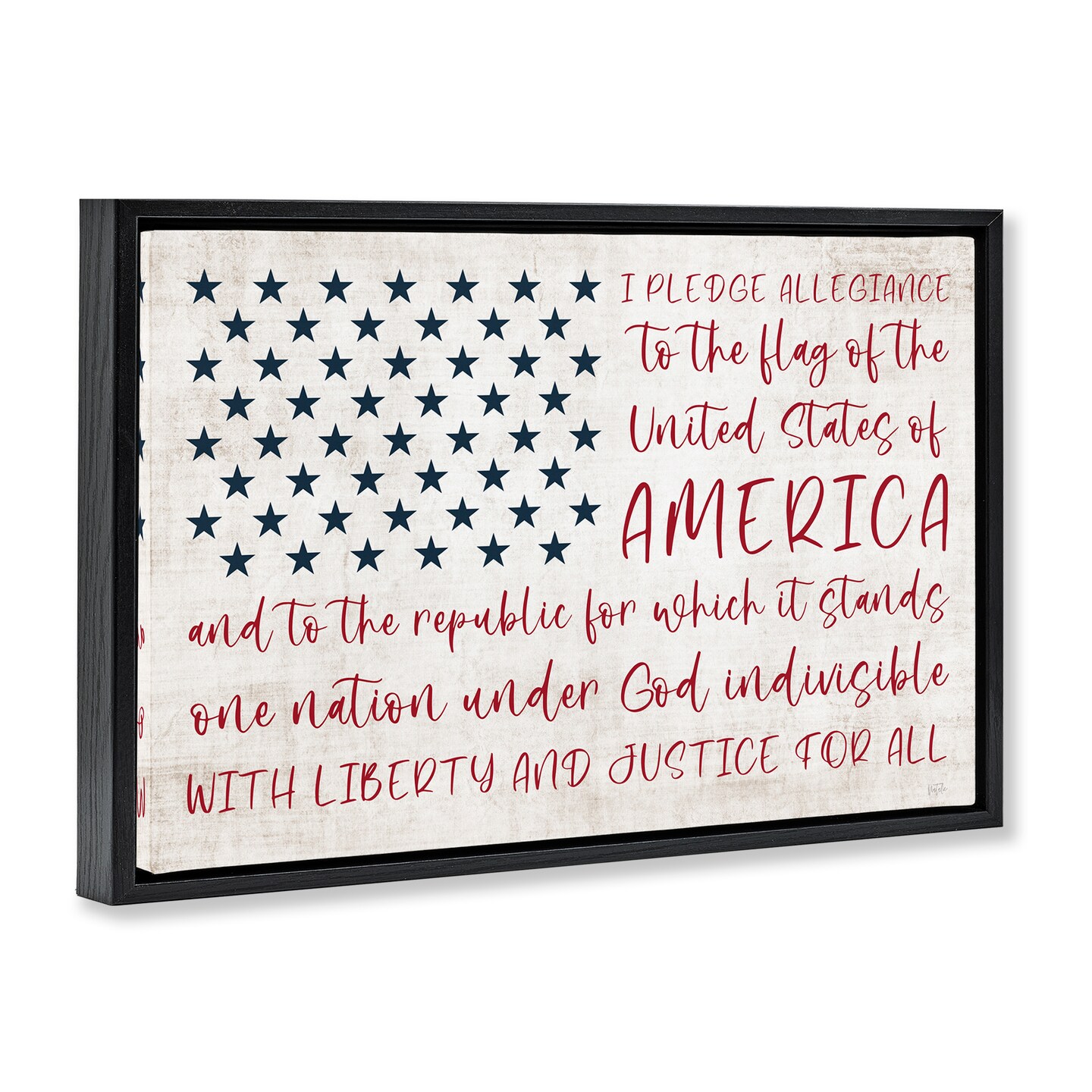 Stupell Industries Patriotic Pledge of Allegiance Floater Framed Canvas Wall Art Design by Natalie Carpentieri