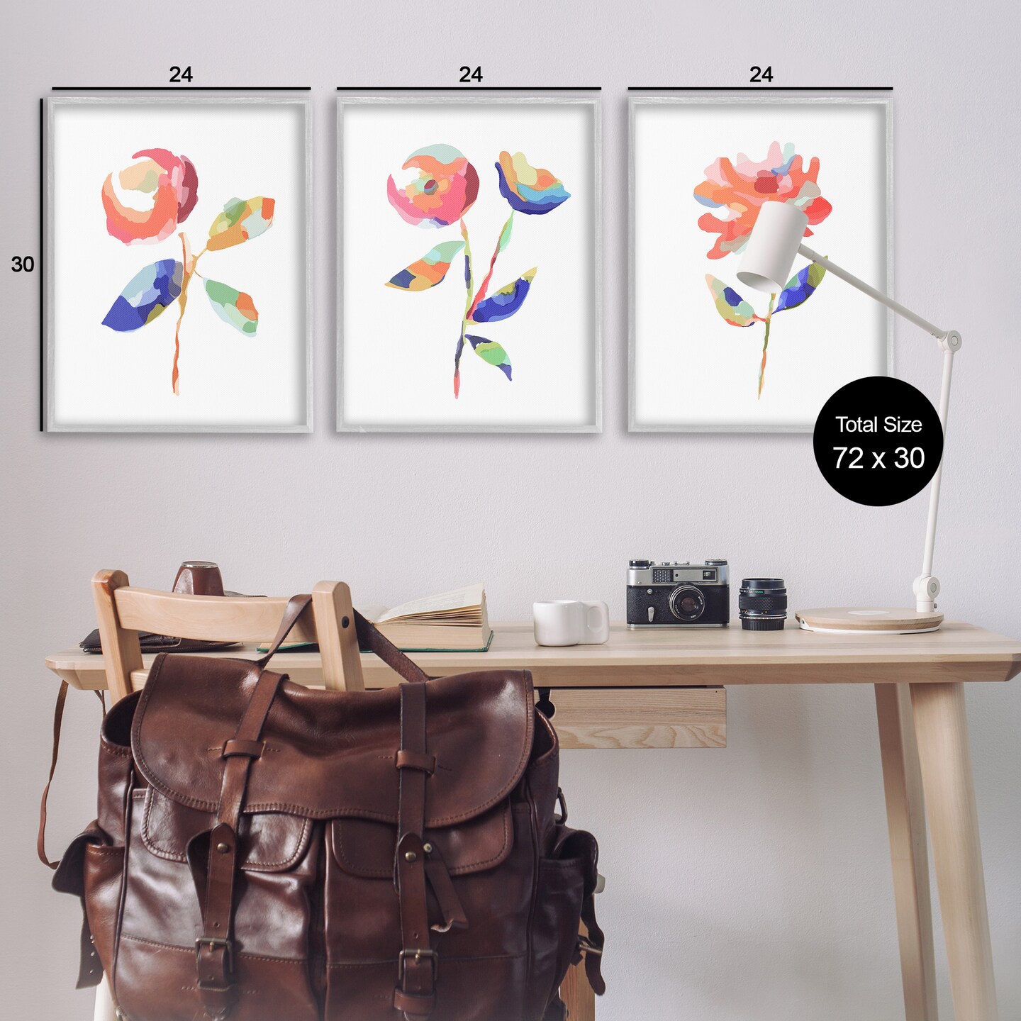 Stupell Industries Brushed Freeflow Flower 3pc Framed Giclee Wall Art Set Design by Lisa Nohren