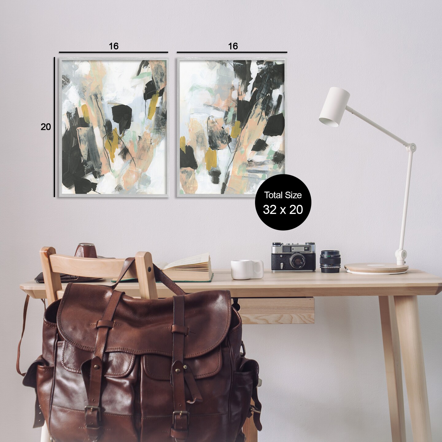 Stupell Industries Black Splatter Abstractions 2pc Framed Giclee Wall Art Set Design by June Erica Vess