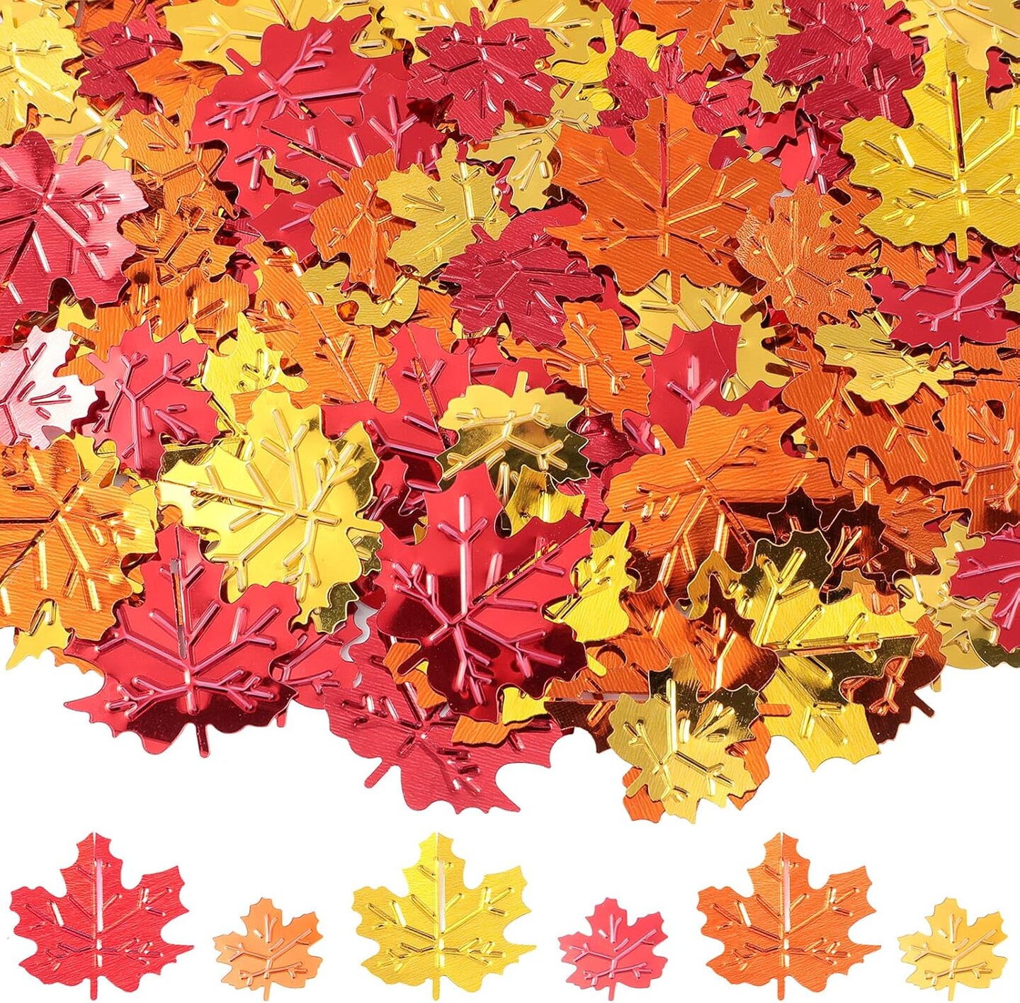 1150 Pcs Fall Glitter Confetti Thanksgiving Foil Maple Leaves Glitter,120 g(Gold,orange,red)9.65 x 6.5 x 0.59 inches