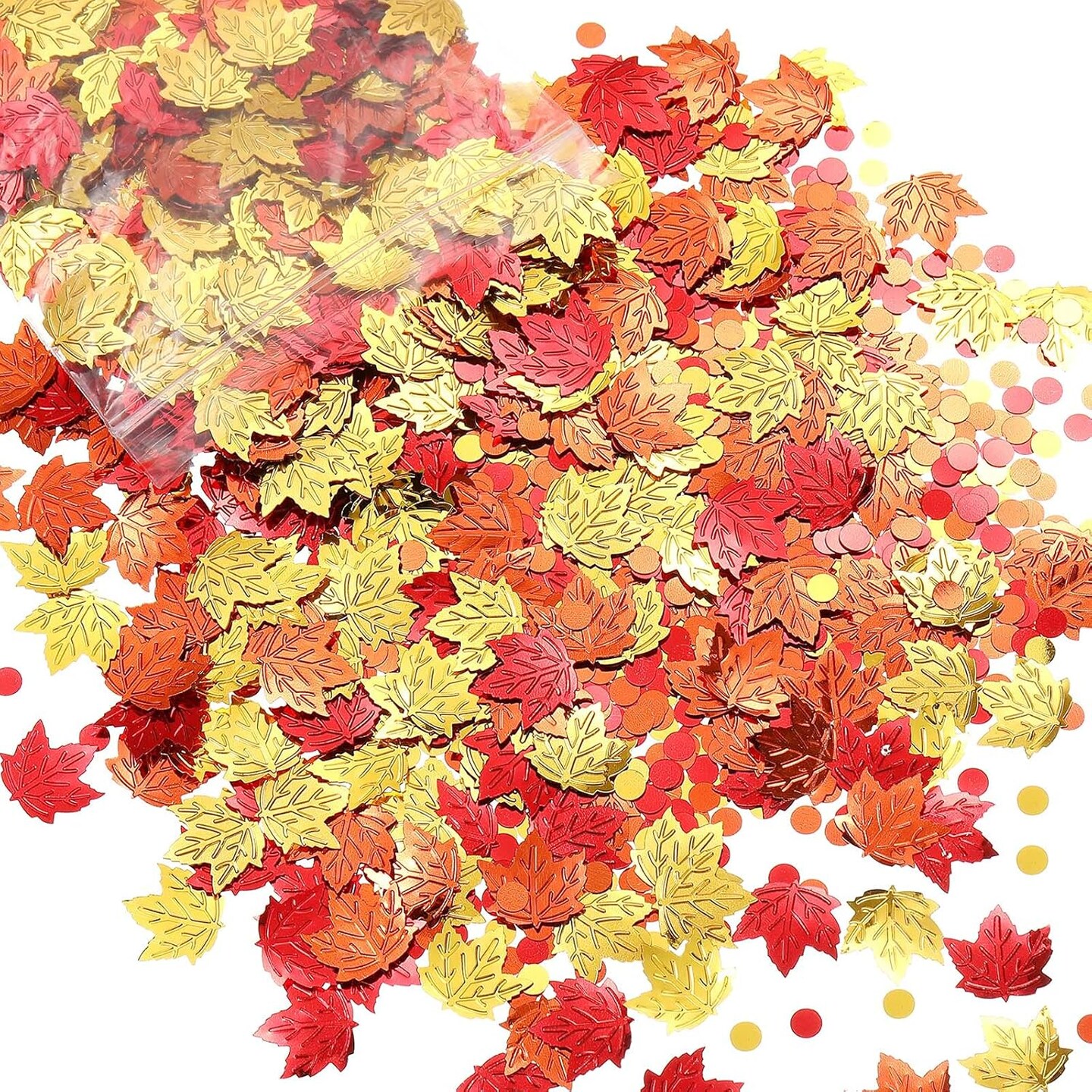 100g - Fall Glitter Confetti Thanksgiving Maple Leaf Table Sprinkles Fall Party Foil(Yellow,orange,red)5.91 x 4.53 x 0.63 inches