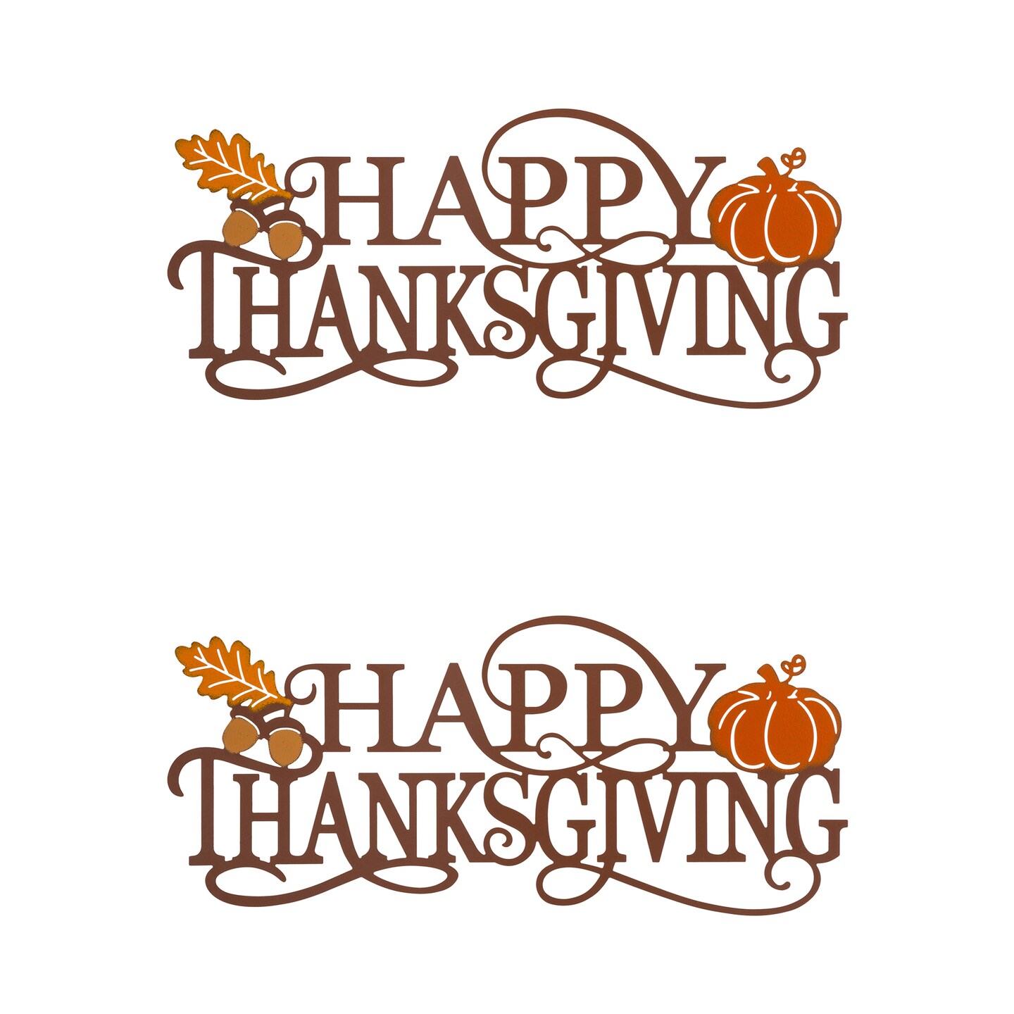 Set of 2 24&#x22;L Metal &#x22;HAPPY THANKSGIVING&#x22; Wall D&#xE9;cor