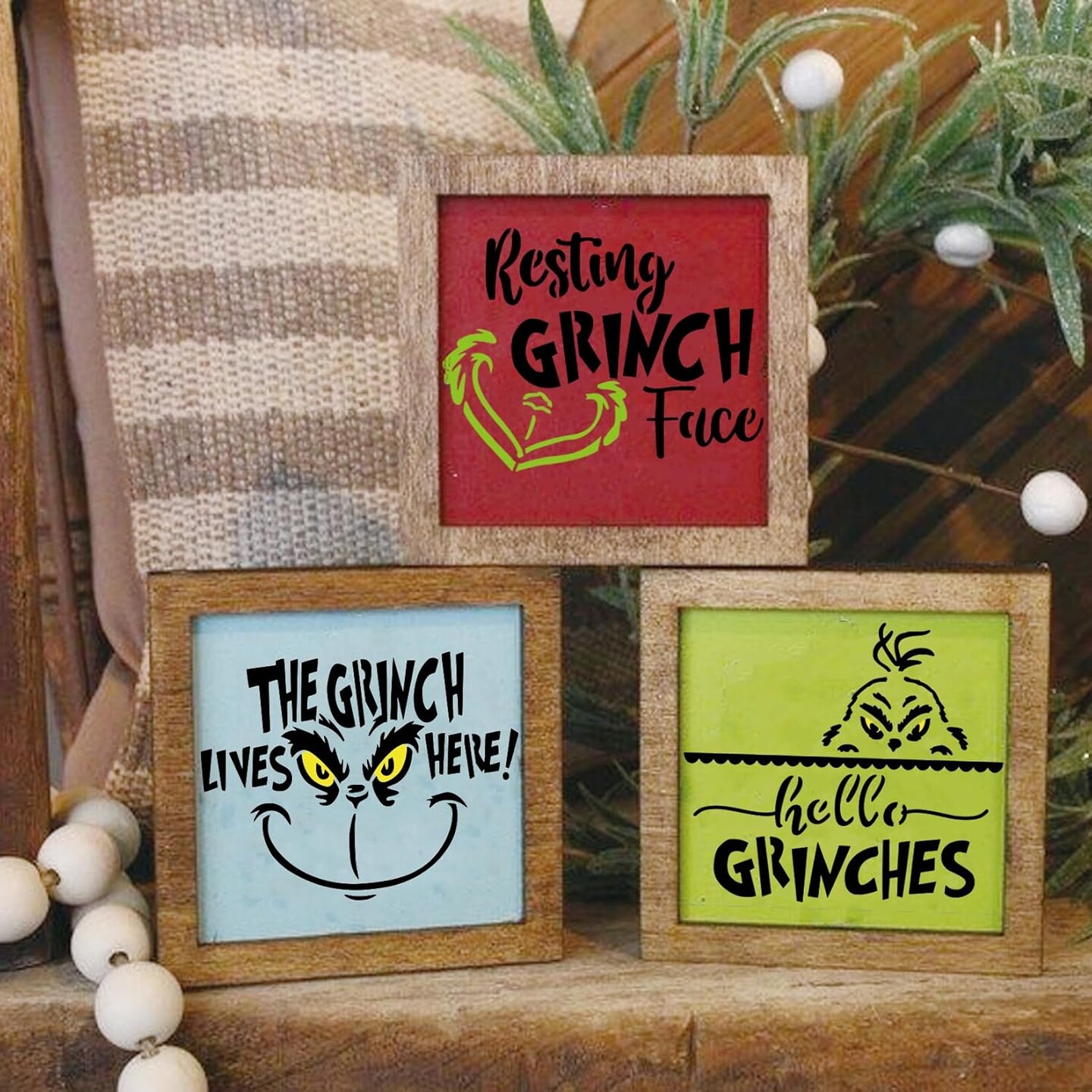 Christmas Stencils for Painting on Wood Reusable(16 Christmas 6inch)7"L x 6"W