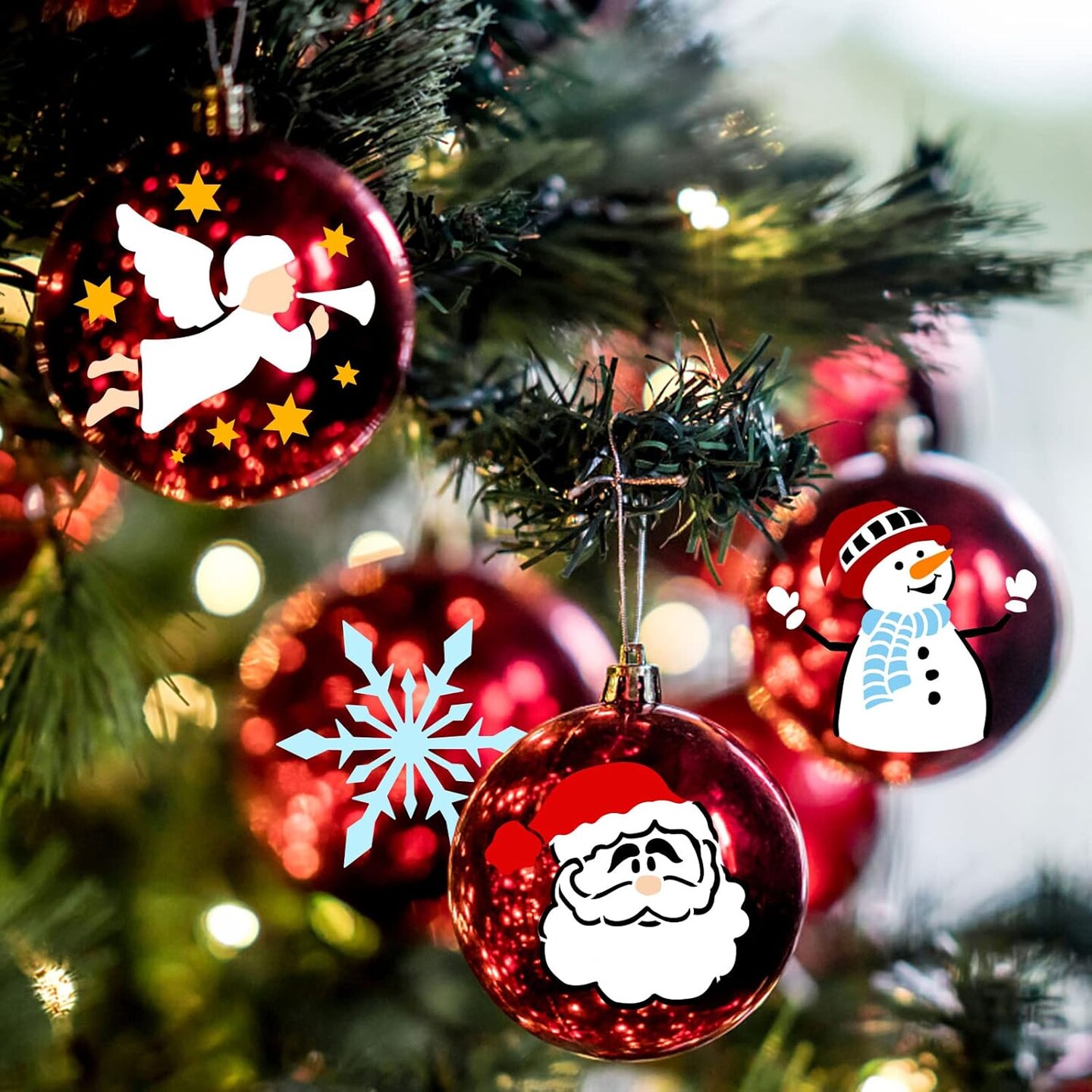 30 Pcs Christmas Stencils Reusable(Christmas)3&#x22;L x 3&#x22;W