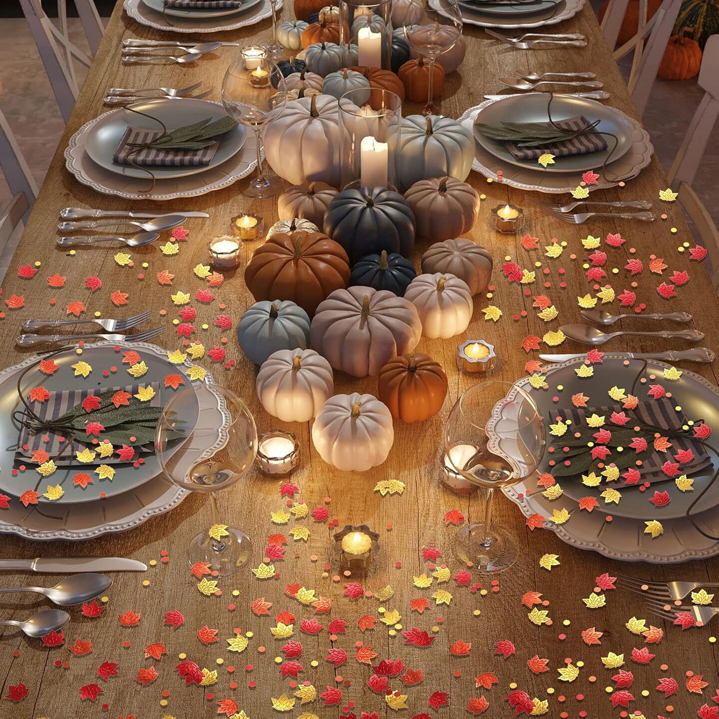 100g - Fall Glitter Confetti Thanksgiving Maple Leaf Table Sprinkles Fall Party Foil(Yellow,orange,red)5.91 x 4.53 x 0.63 inches