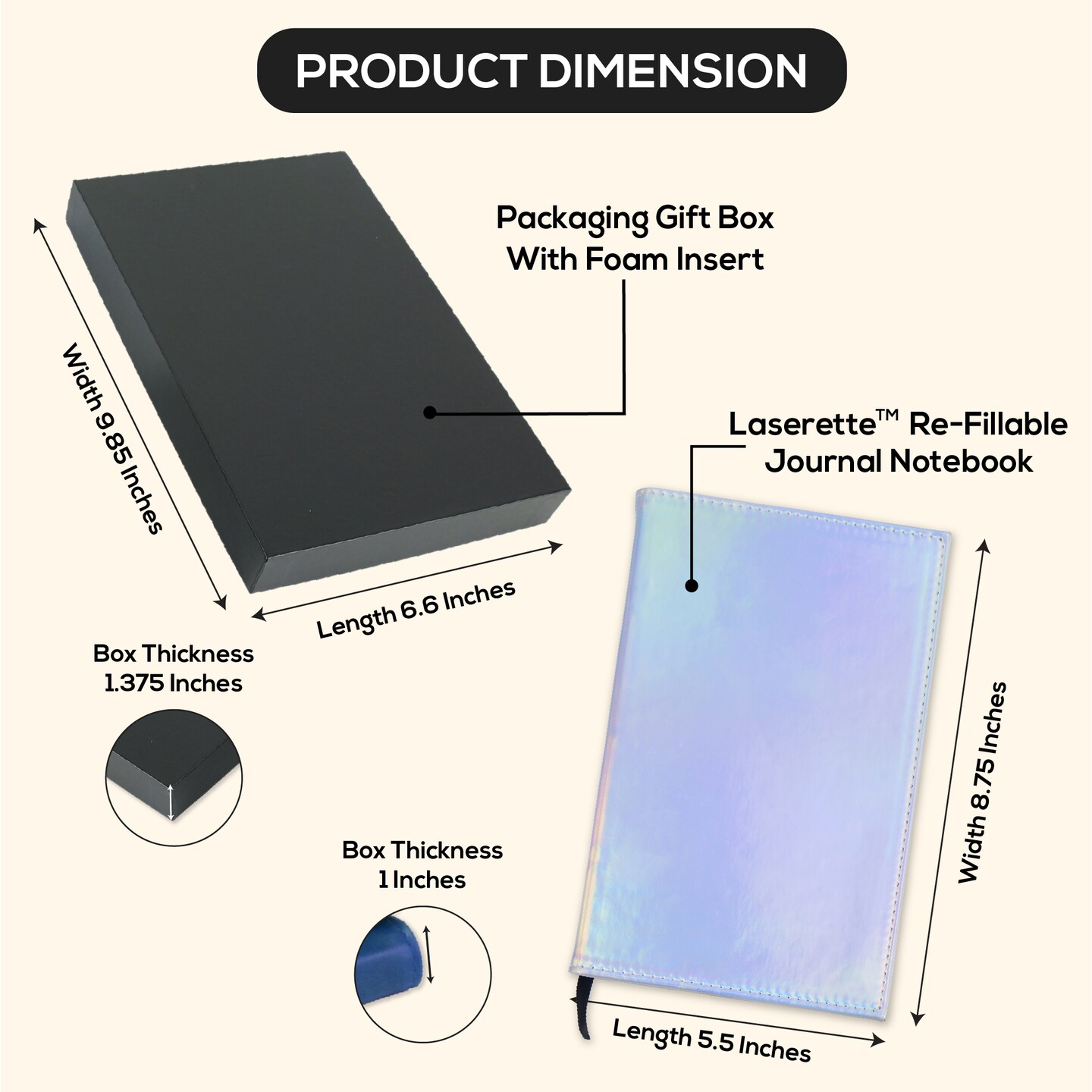 MakerFlo Laserette™ Journal Notebook – Pack of 12 Engravable and Refillable Vegan Leather Journal with Lined Pages and Gift Box, Wholesale & Bulk