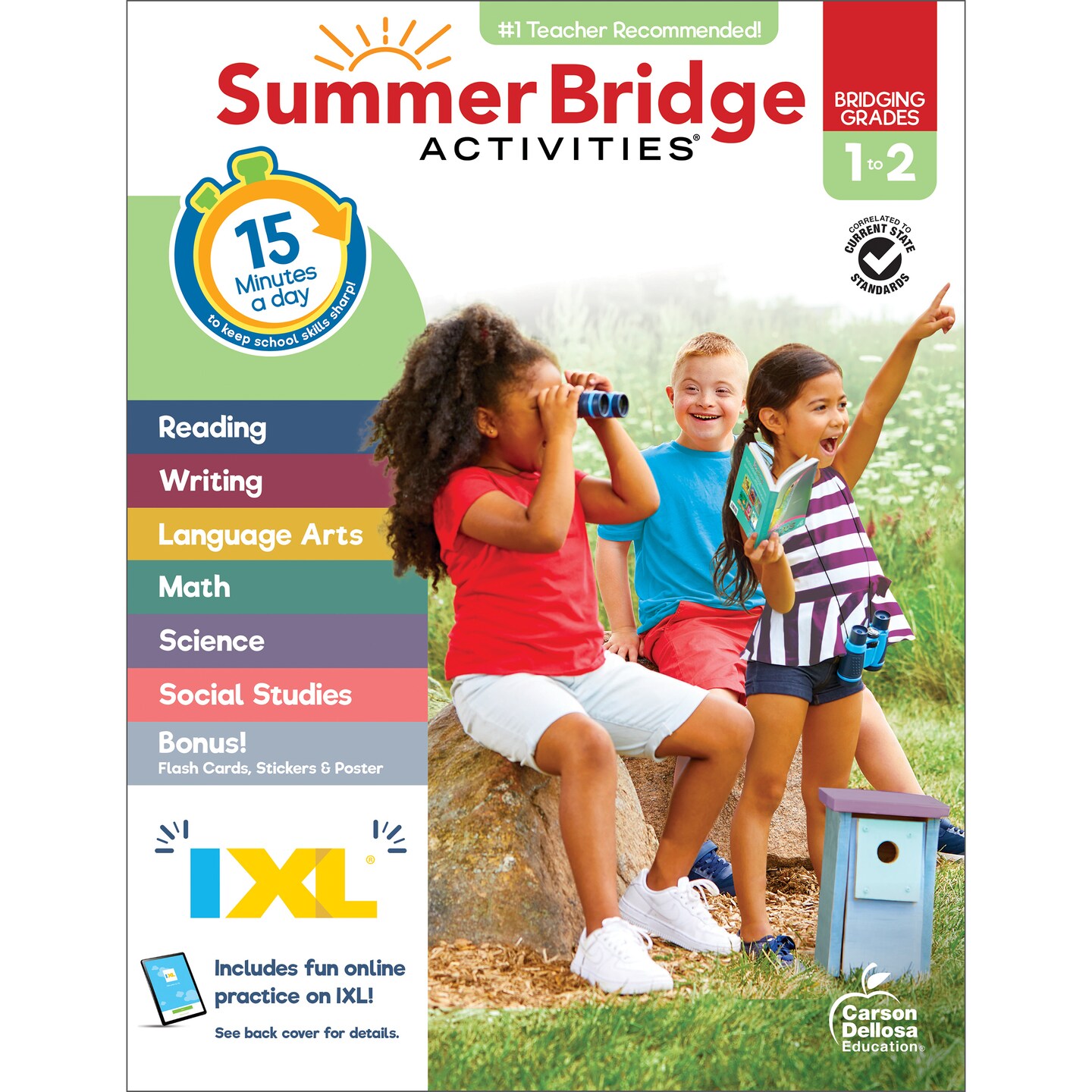 Summer Bridge Activities 1st to 2nd Grade Workbook, Activity Book With Math, Language Arts, Reading Comprehension, Science, Social Studies, Writing, Fitness, Flash Cards, Stickers and More