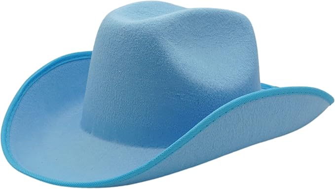 4E's Novelty Light Blue Cowboy Hat Adults Men Women - Felt Cowgirl Hat for Dress Up Costume, Rodeo Party & Accessories