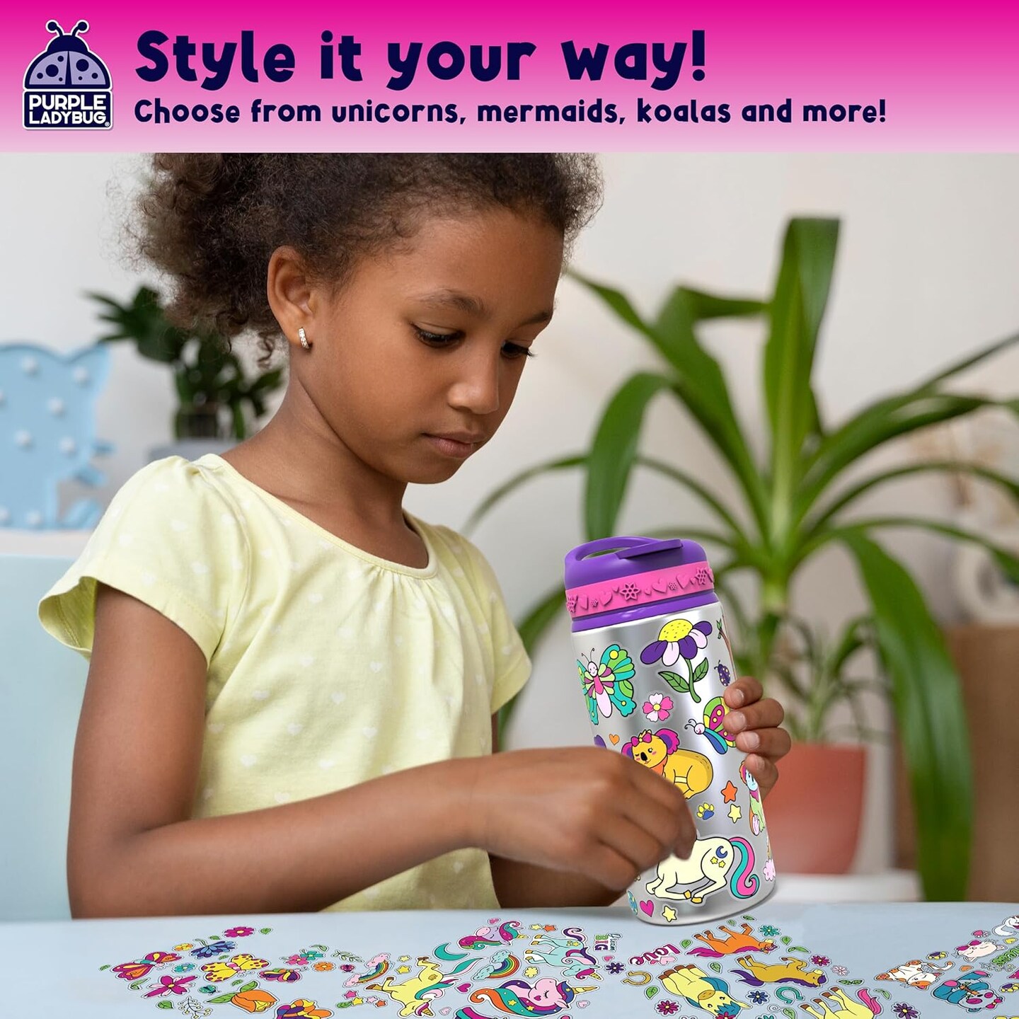 Decorate Your Own Water Bottle Kit - Gifts for Girls Ages 4-8 Years Old