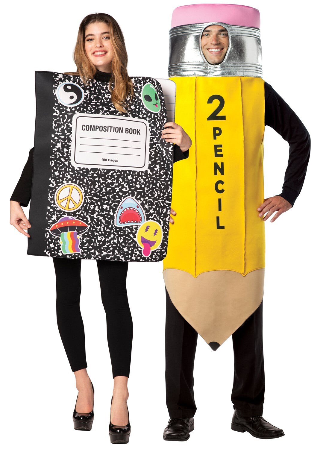 Composition Notebook &#x26; Pencil Couples Halloween Costume, Adult One Size