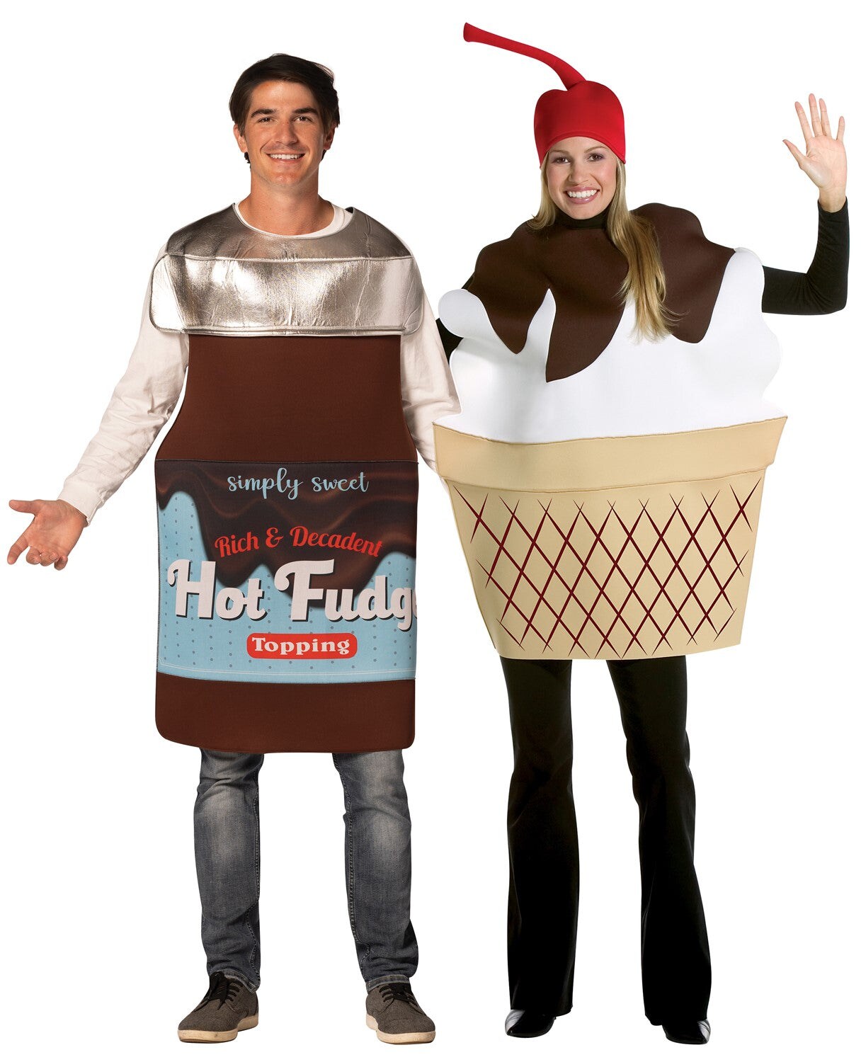 Hot Fudge Sauce Jar & Ice Cream Sundae Couple Halloween Costume, Adult One Size