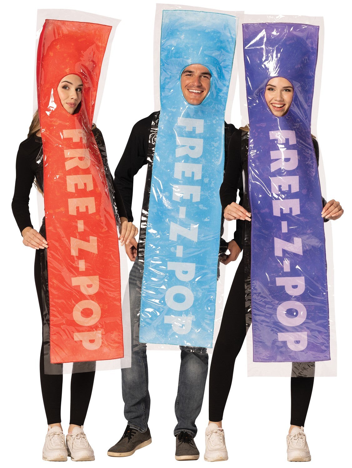3 Pack Adults FREE-Z Red, Blue &#x26; Purple Ice Pop Group Costume, Adult One Size