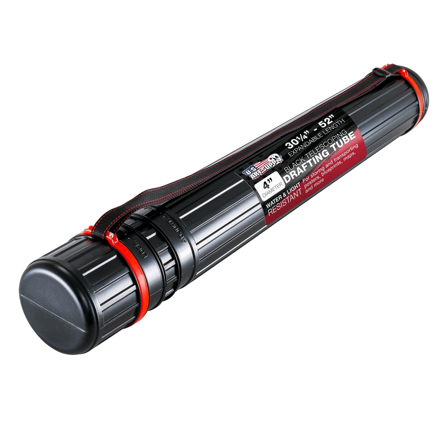 Poster Tube - Telescoping Adjustable 30-1/4" to 52" - Durable 4" Diameter Storage Tube - Art Poster Carrier Holder & Blueprint Storage Drafting Tube Travel & Protection