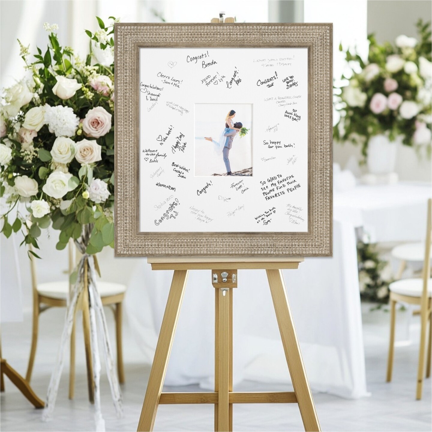 Trellis Signature Mat Picture Frame, Photo Frame Wedding Guest Book Alternative, Autograph Picture Mat for Signature Board, Wedding Celebrations Graduations Support Encouragement or Retirement